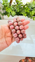 Rhodonite 14 mm Bracelet for Compassion, Stretchy, XL Beads | Crystals | Wiccan Center