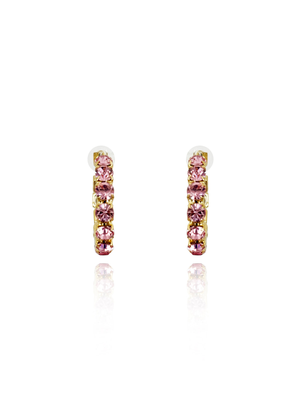 Daphne Pink Crystal Hoops