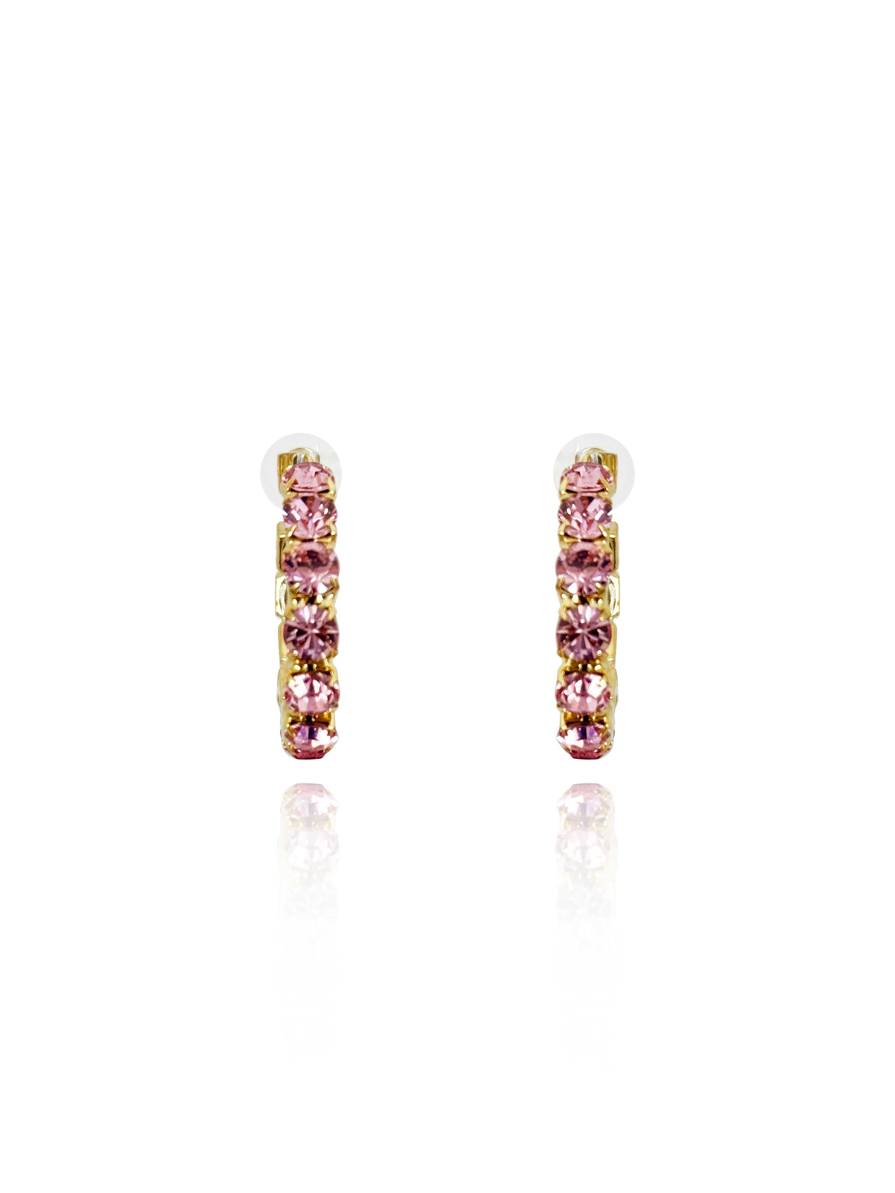 Daphne Pink Crystal Hoops