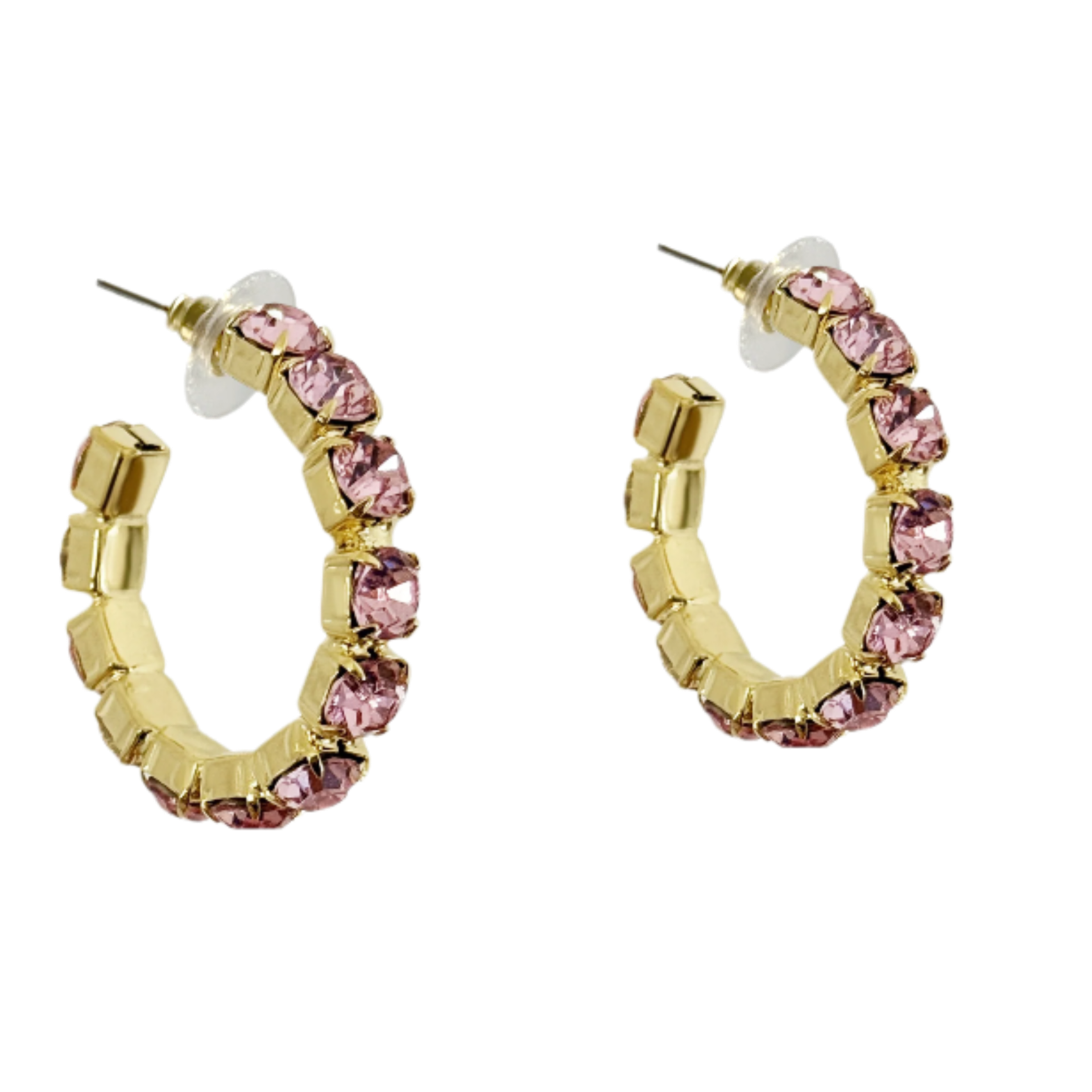 Daphne Pink Crystal Hoops