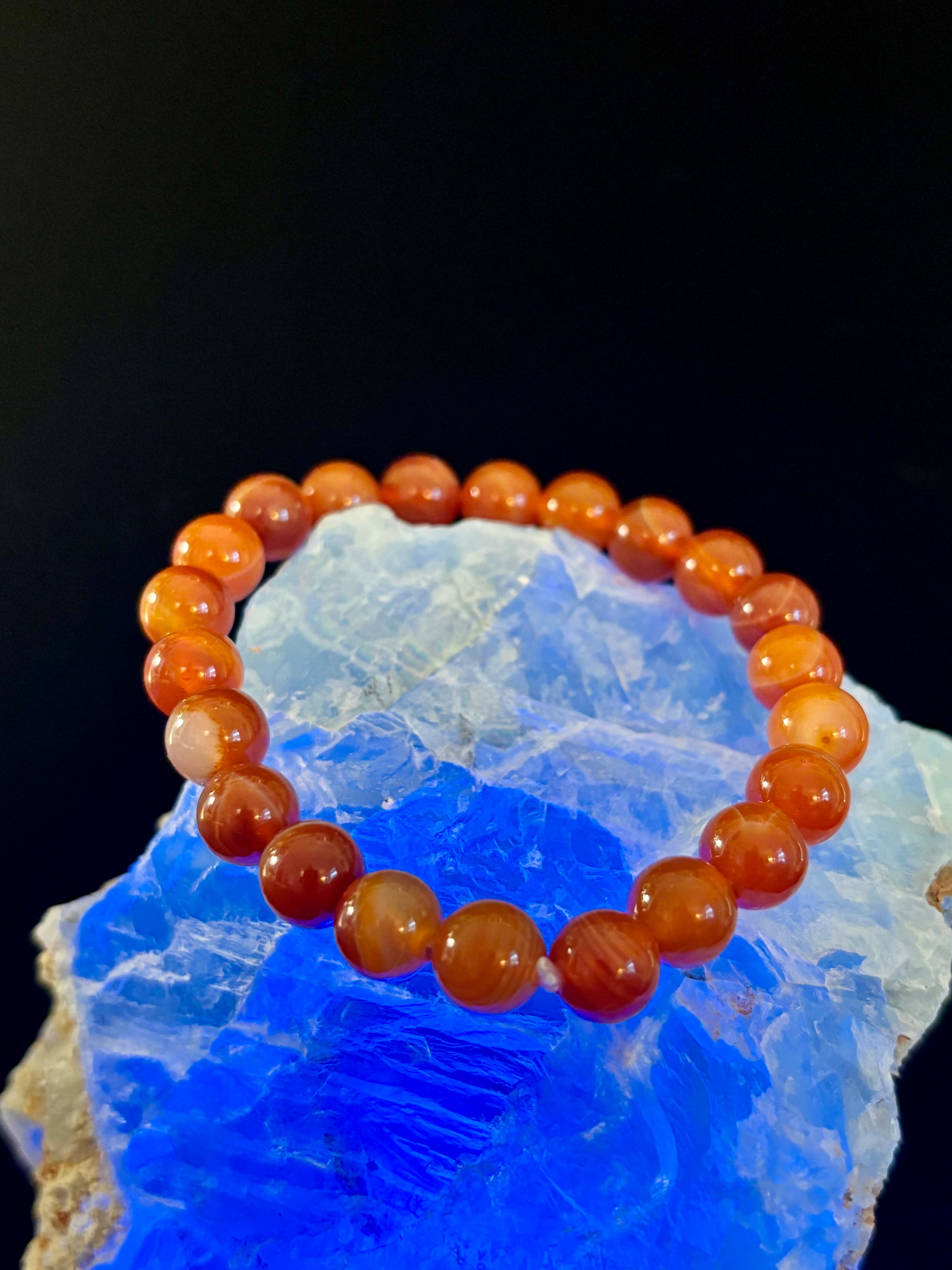 Red Striped Agate (Sardonyx) Reiki-Infused Strength & Confidence Bracelet (Medium Wrist) | | Wiccan Center
