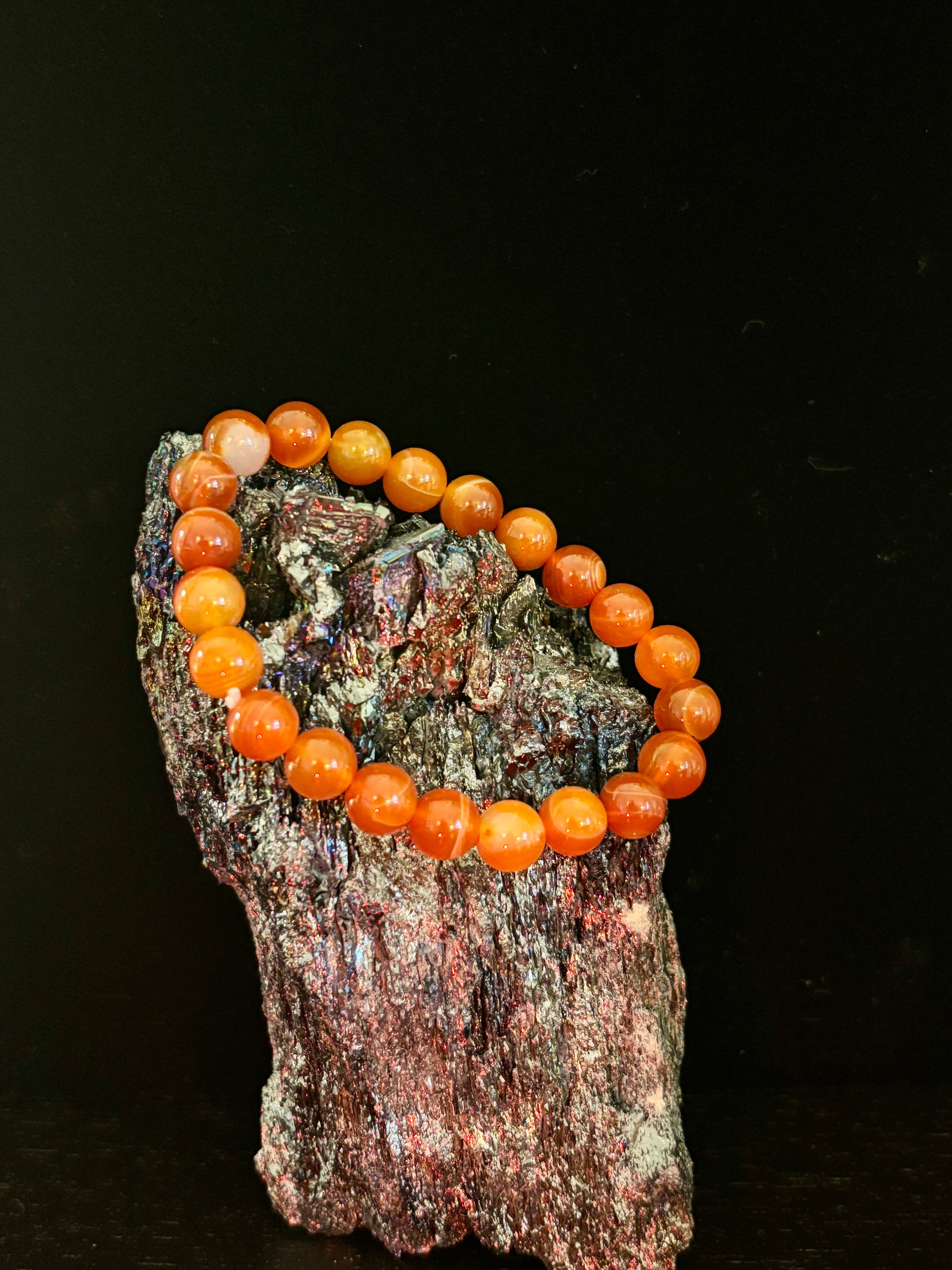 Red Striped Agate (Sardonyx) Reiki-Infused Strength & Confidence Bracelet (Medium Wrist) | | Wiccan Center