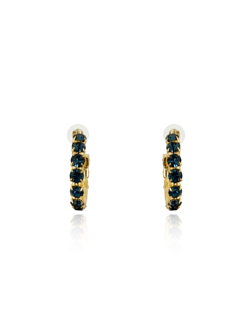 Daphne Dark Blue Crystal Hoops