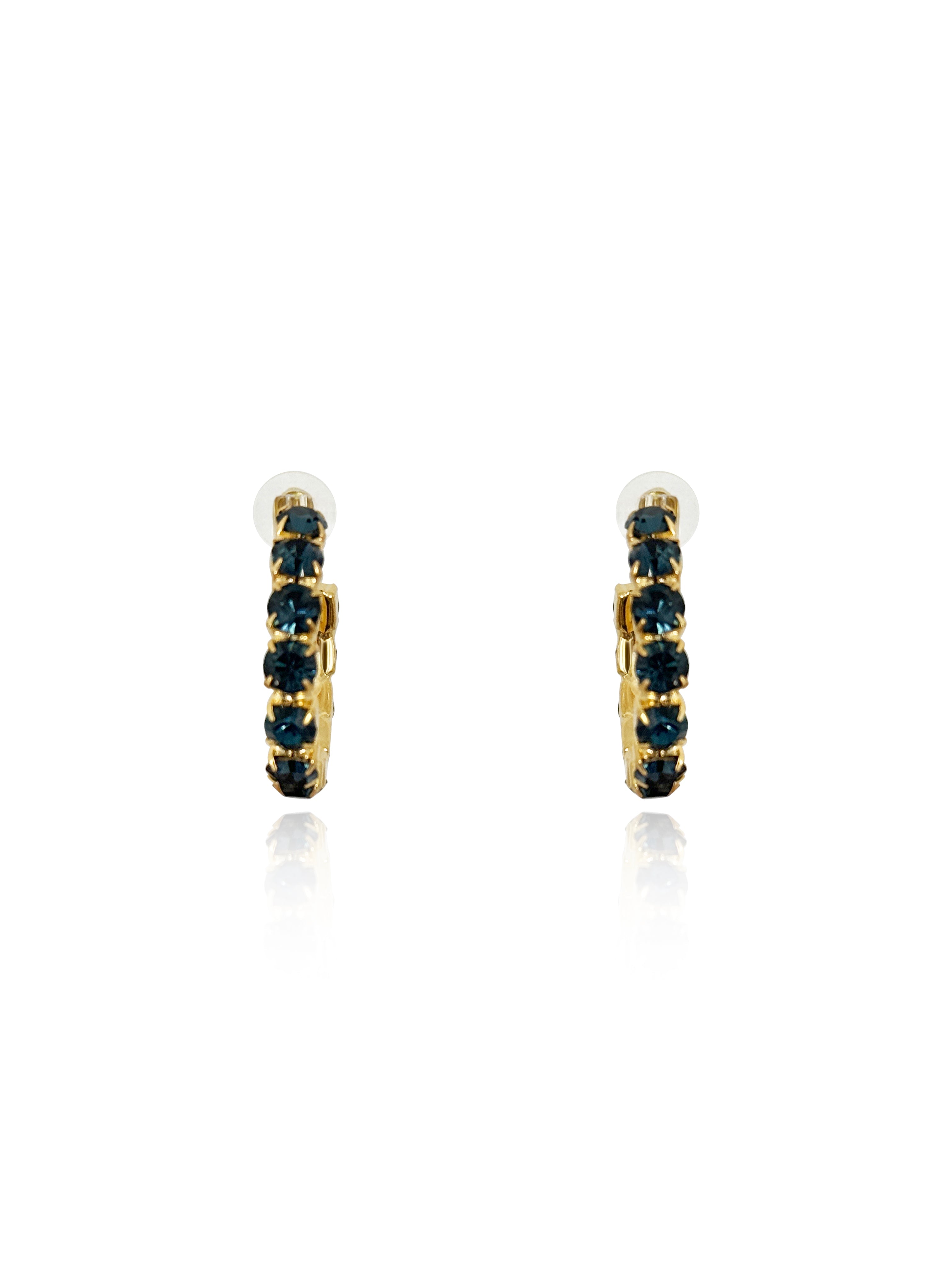 Daphne Dark Blue Crystal Hoops