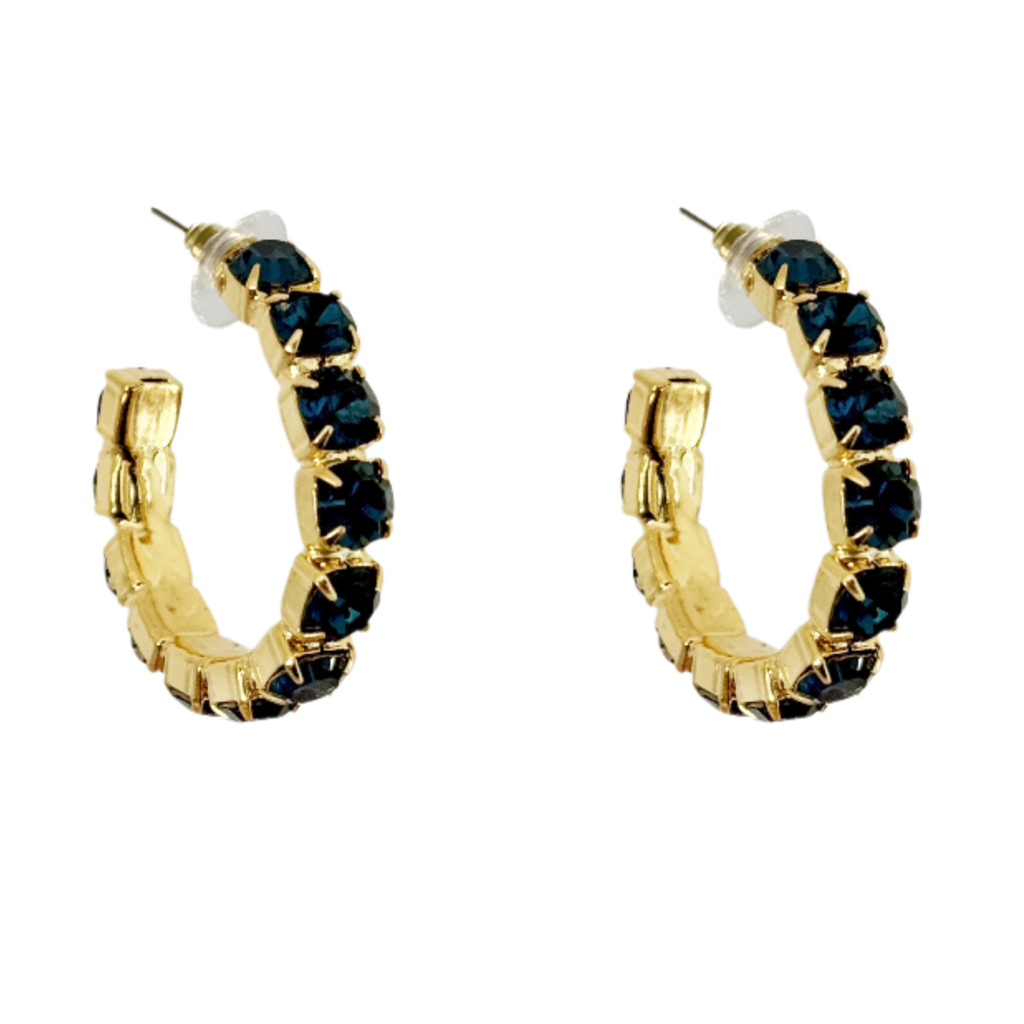 Daphne Dark Blue Crystal Hoops