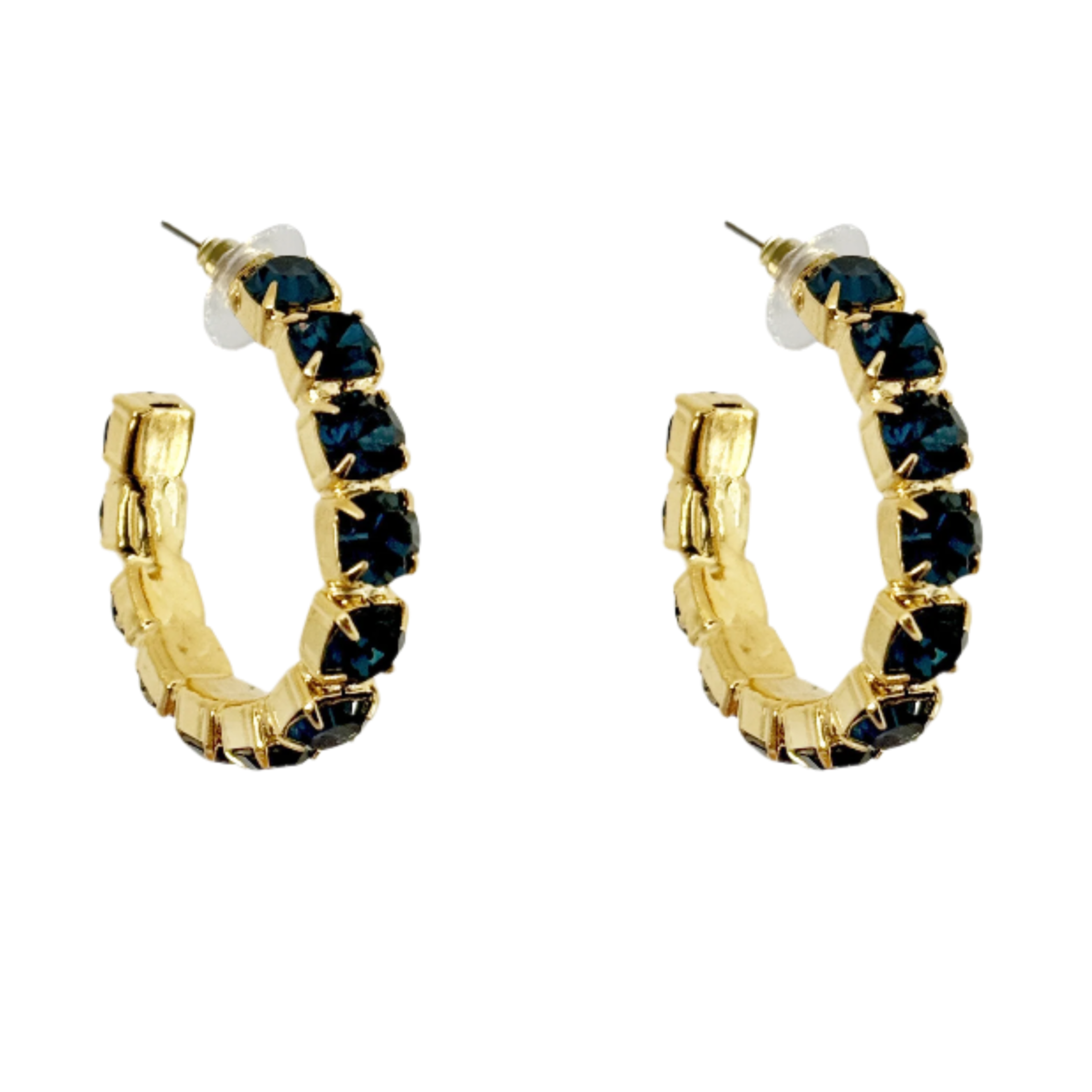 Daphne Dark Blue Crystal Hoops