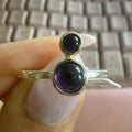 Sterling Silver Double Amethyst Cabochon Ring – Sizes 5, 8 & 9 – Intuition, Balance & Spiritual Protection | Rings | Wiccan Center