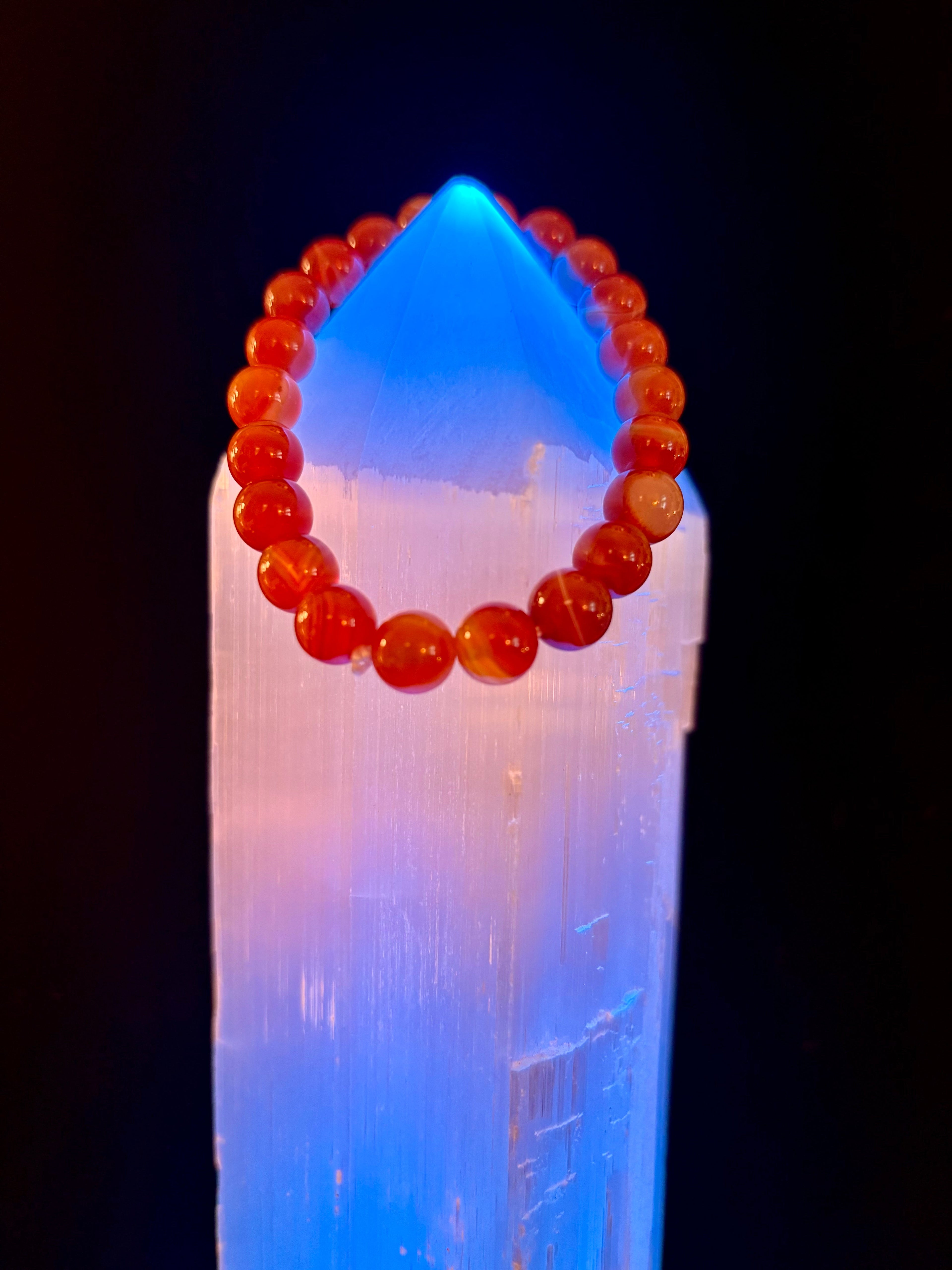 Red Striped Agate (Sardonyx) Reiki-Infused Strength & Confidence Bracelet (Medium Wrist) | | Wiccan Center