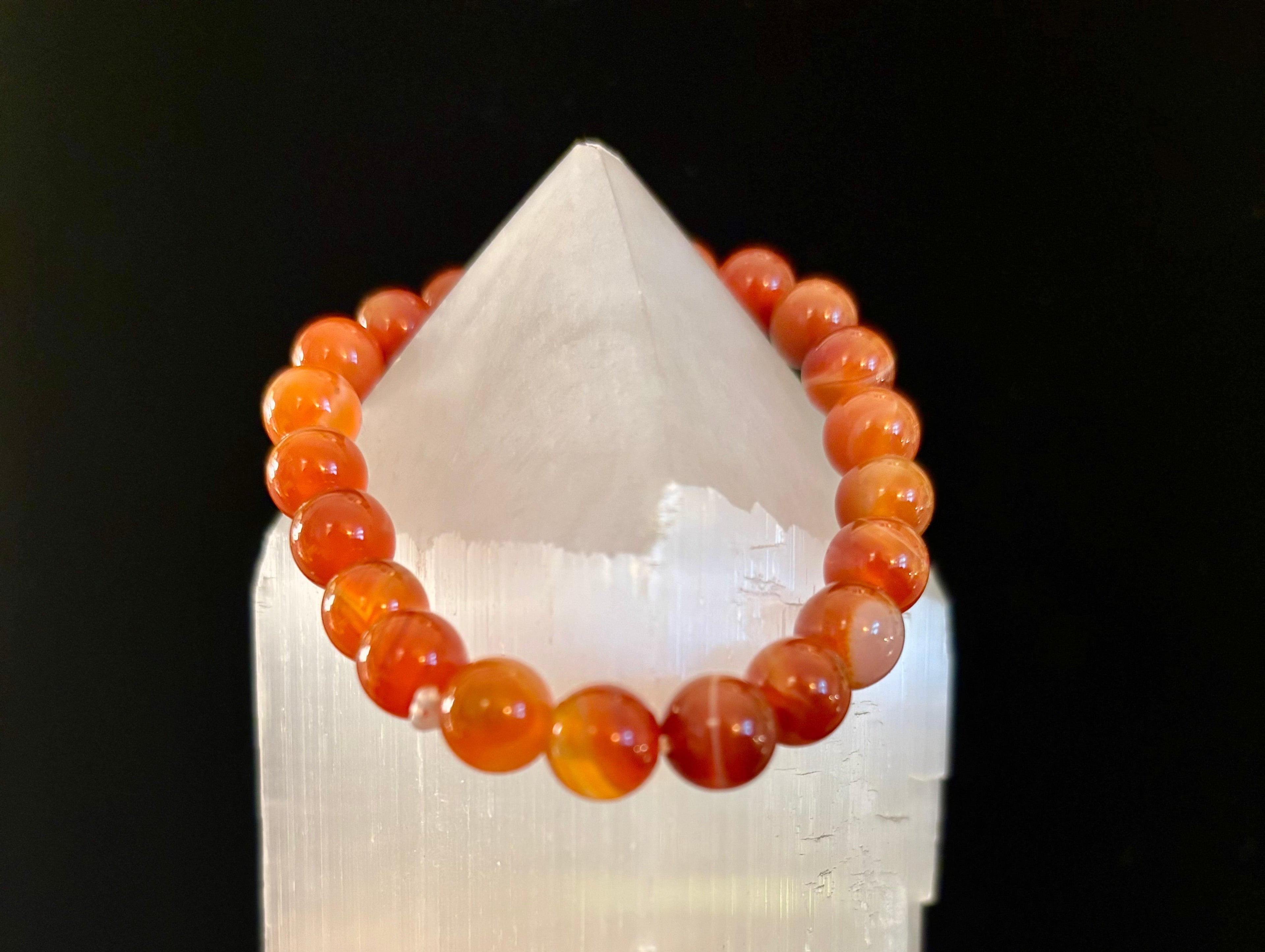 Red Striped Agate (Sardonyx) Reiki-Infused Strength & Confidence Bracelet (Medium Wrist) | | Wiccan Center