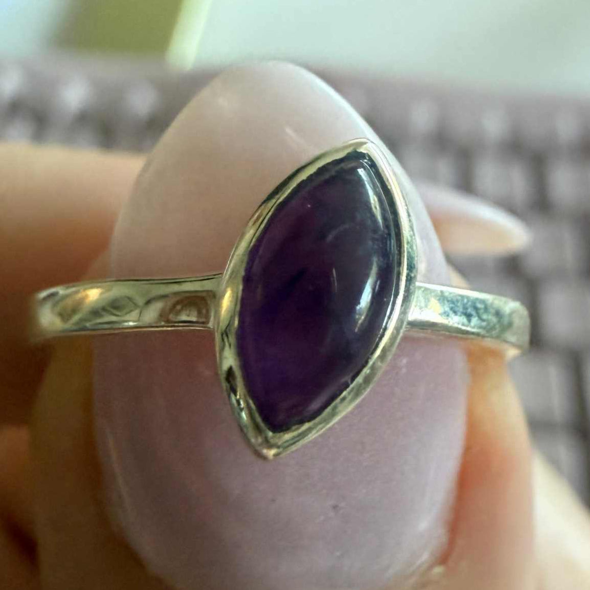 Sterling Silver Marquise Amethyst Ring – Size 6 – Intuition, Calm & Spiritual Clarity | Rings | Wiccan Center