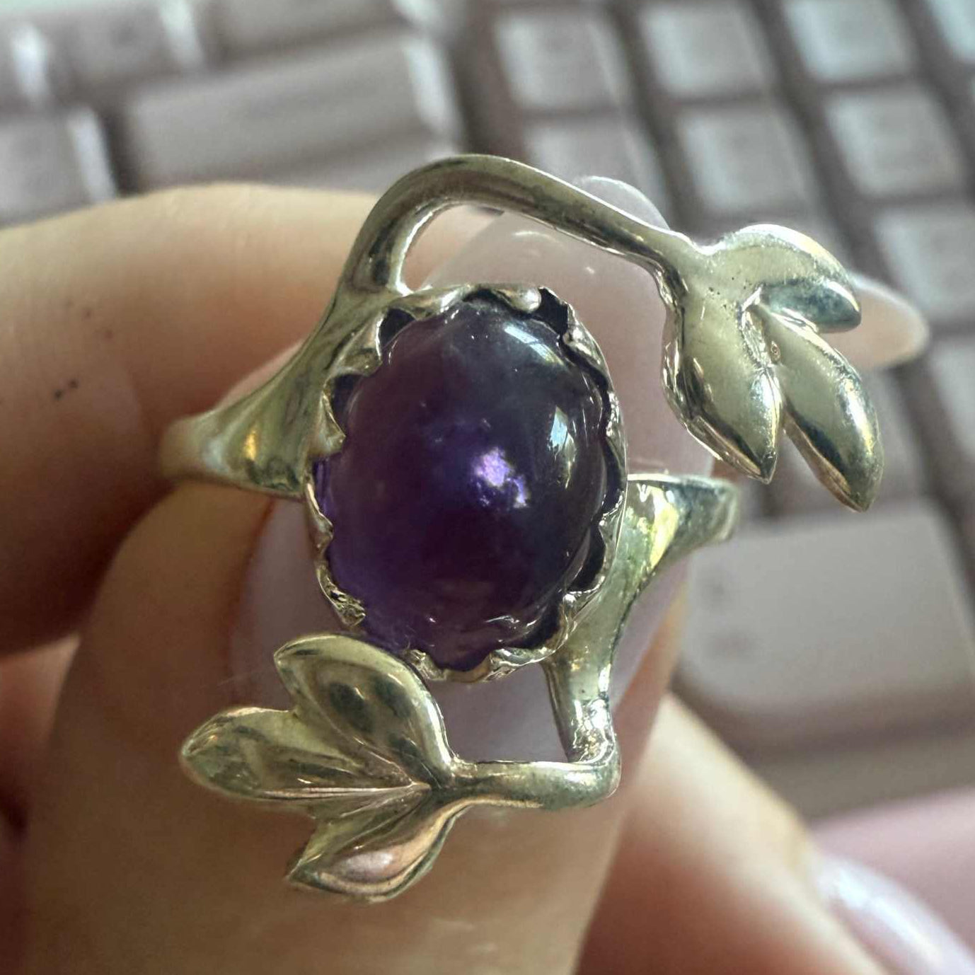 Sterling Silver Vine-Wrapped Amethyst Ring – Size 6 – Intuition, Protection & Sacred Growth | Rings | Wiccan Center
