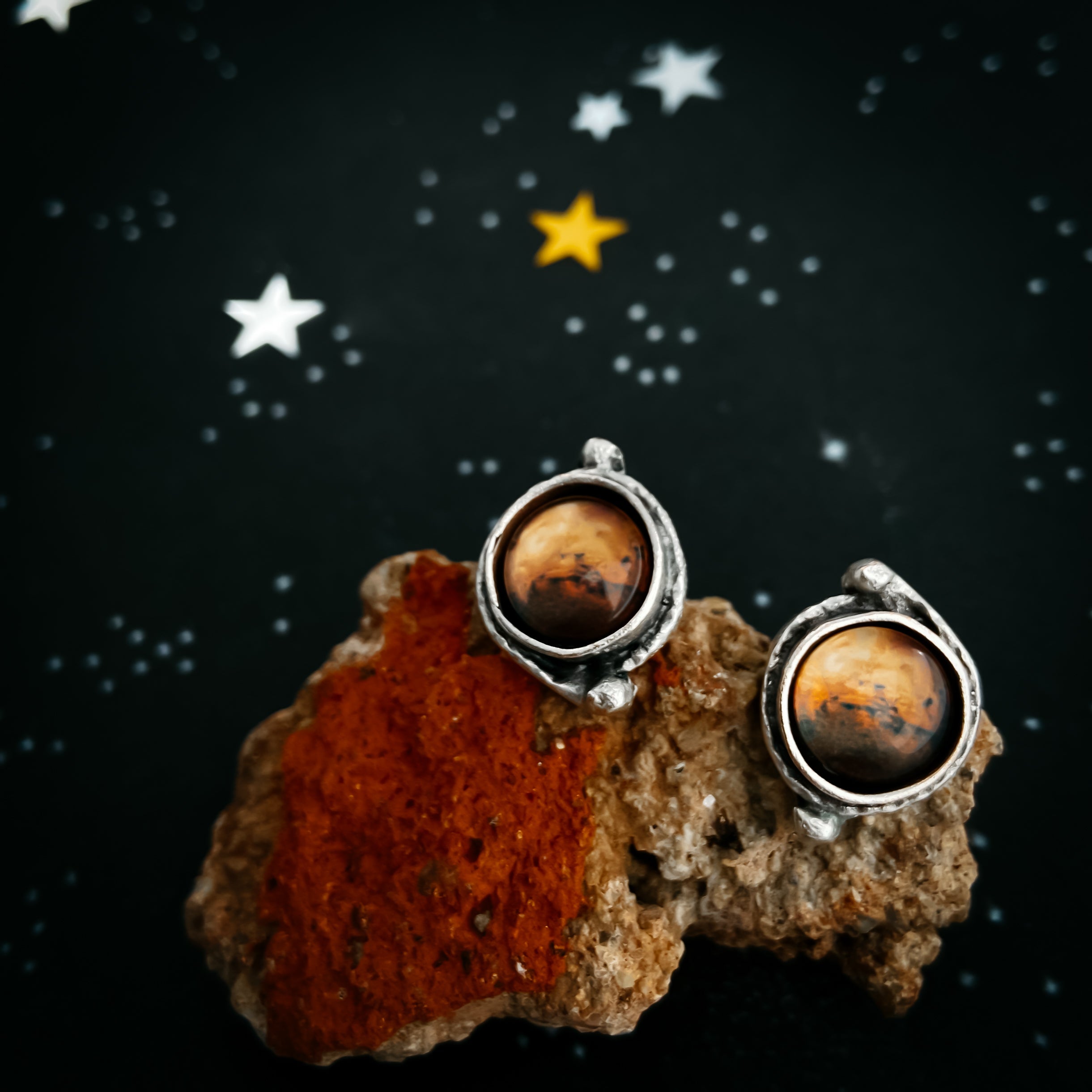 Mars and Moons Earrings - Stud or Leverback | Earrings | Wiccan Center