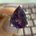 Large Pear-Cut Amethyst Ring – Size 9 Sterling Silver – High-Grade Crystal for Intuition & Protection | Rings | Wiccan Center