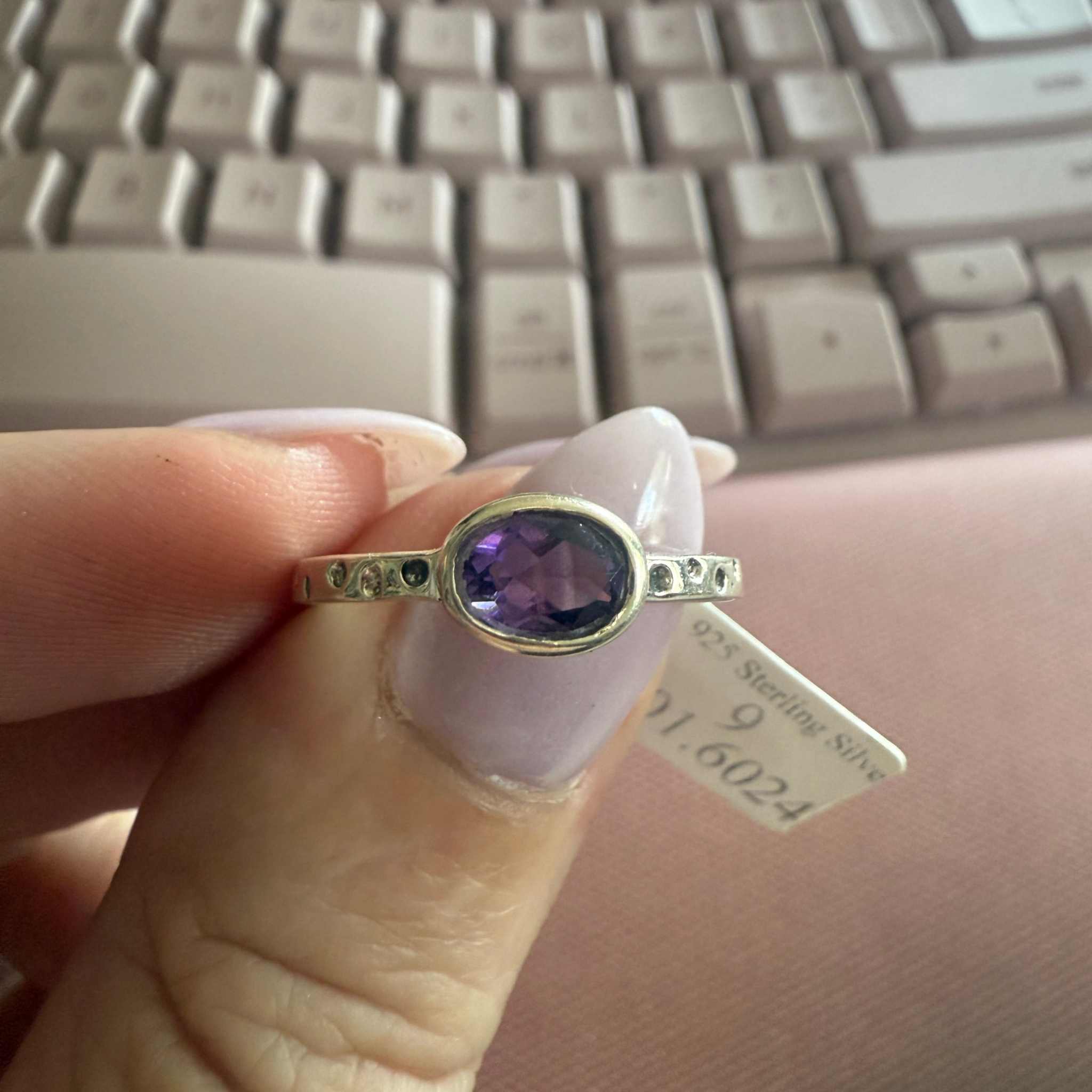 Oval Amethyst Bezel Ring – Sterling Silver – Size 9 – Clarity & Protection Stone | Rings | Wiccan Center