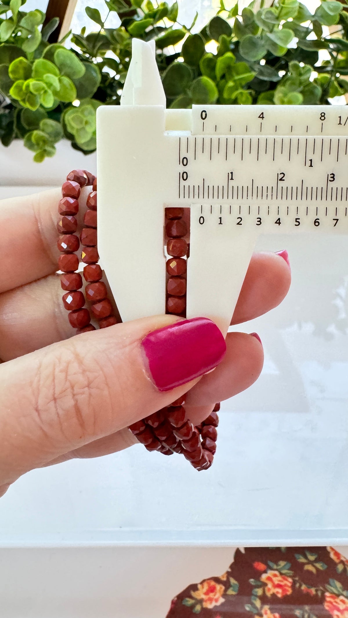 Red Jasper 4 mm Faceted Bracelet for Strength, Stretchy