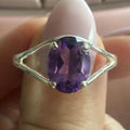 Oval Amethyst Split-Sided Sterling Silver Ring – Sizes 12 & 13 | Rings | Wiccan Center