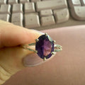Oval Amethyst Six-Prong Sterling Silver Ring with Infinity Sides – Sizes 10 & 14 | Rings | Wiccan Center