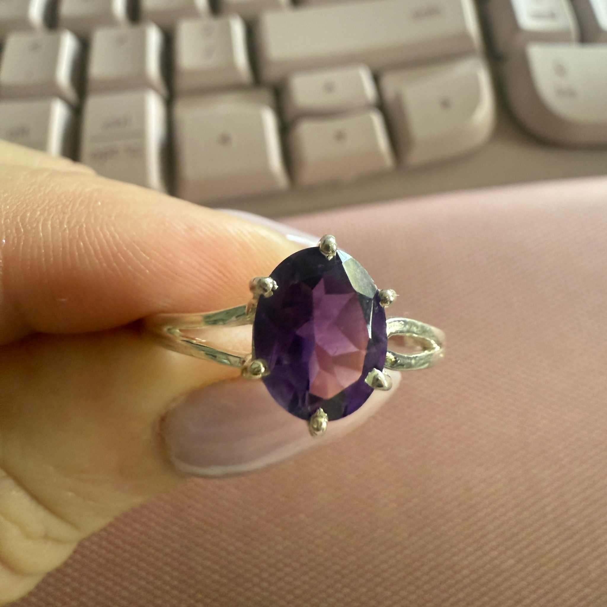 Oval Amethyst Six-Prong Sterling Silver Ring with Infinity Sides – Sizes 10 & 14 | Rings | Wiccan Center