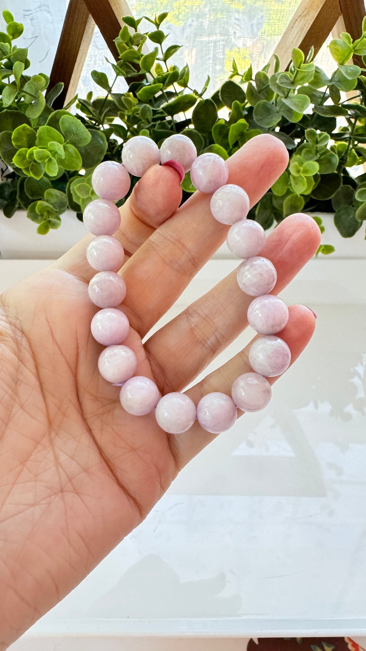 Kunzite 12 mm Bracelet for Divine Love, Stretchy, Natural Purple Kunzite