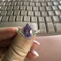 Pear-Cut Amethyst Sterling Silver Ring with Branch-Style Band – Size 14 | Rings | Wiccan Center