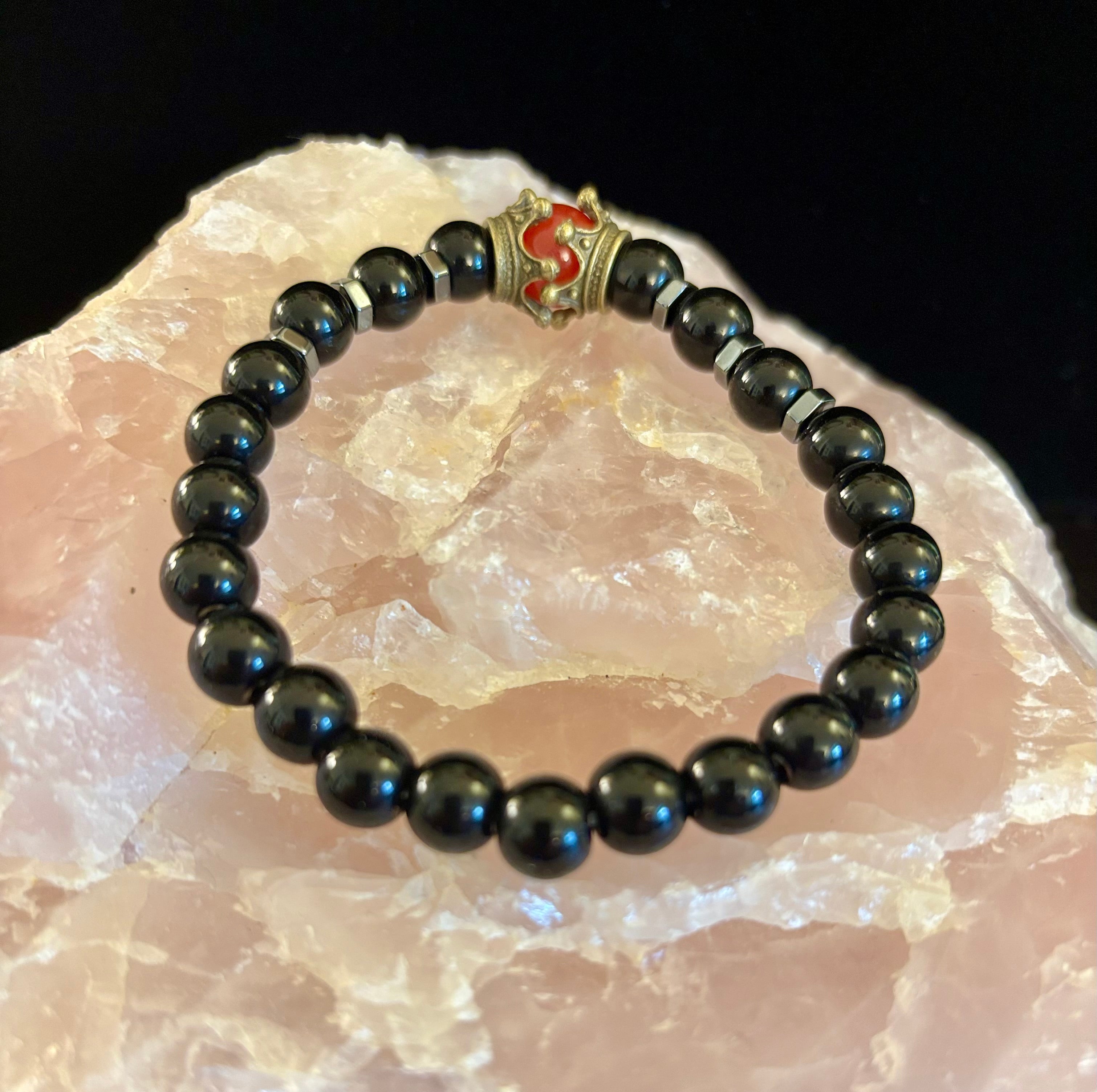 Crowned Energy Protection Bracelet – 8mm Natural Stone Beads (Multiple Colors Available) | | Wiccan Center