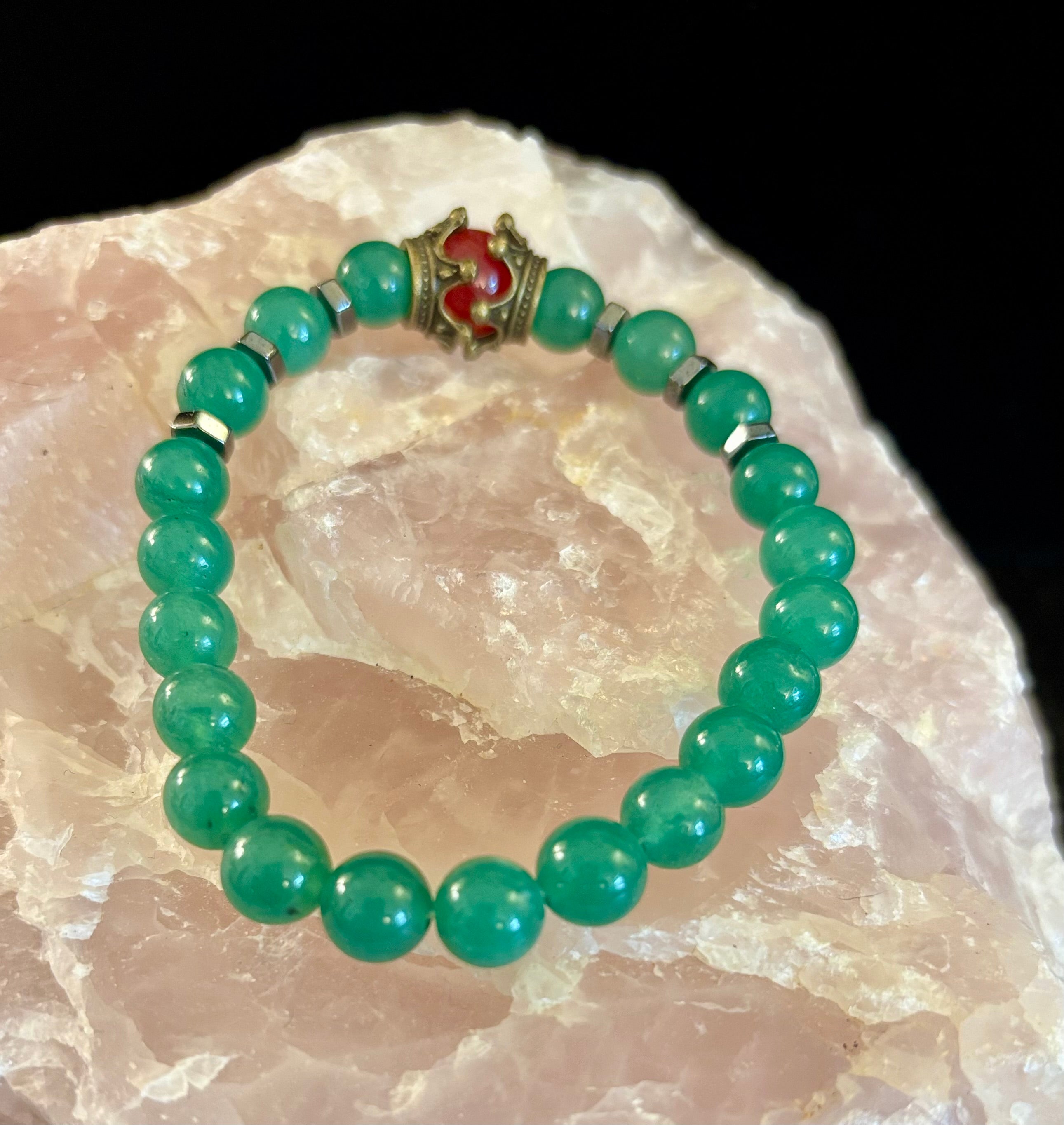 Crowned Energy Protection Bracelet – 8mm Natural Stone Beads (Multiple Colors Available) | | Wiccan Center
