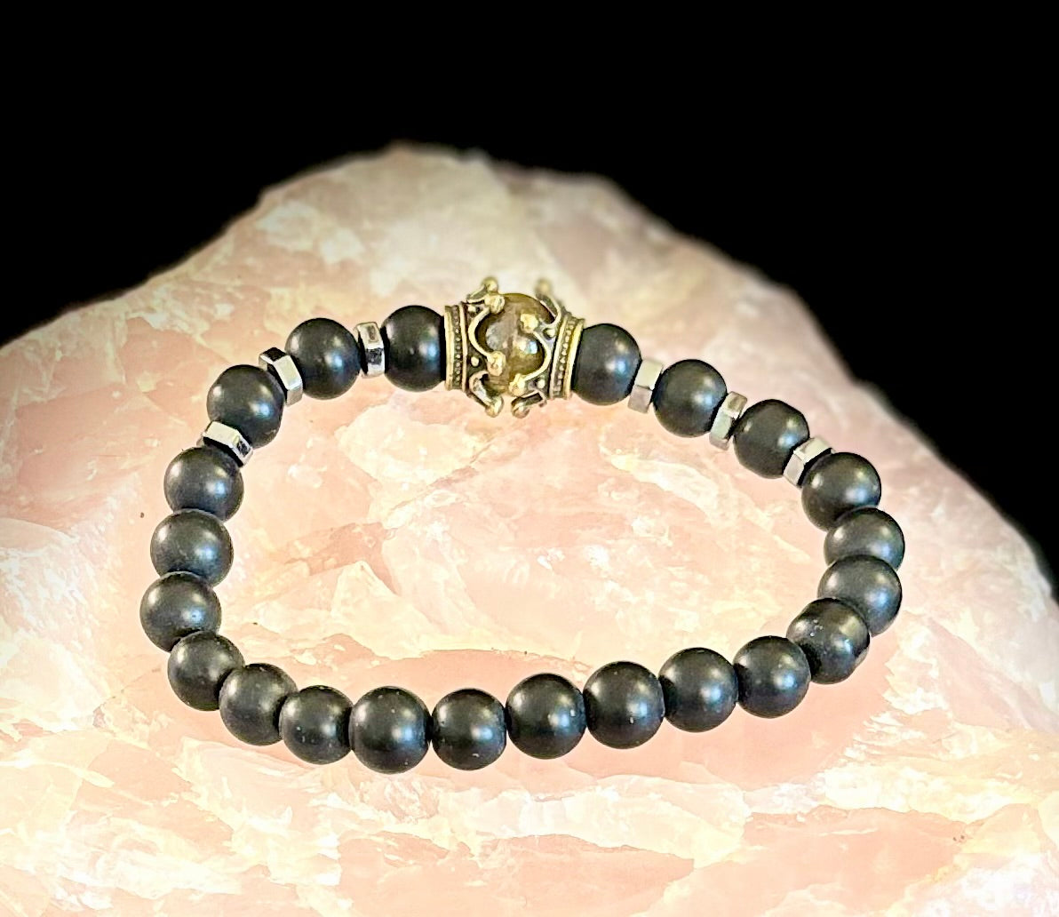 Crowned Energy Protection Bracelet – 8mm Natural Stone Beads (Multiple Colors Available) | | Wiccan Center