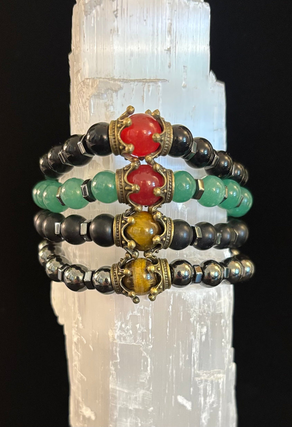 Crowned Energy Protection Bracelet – 8mm Natural Stone Beads (Multiple Colors Available) | | Wiccan Center