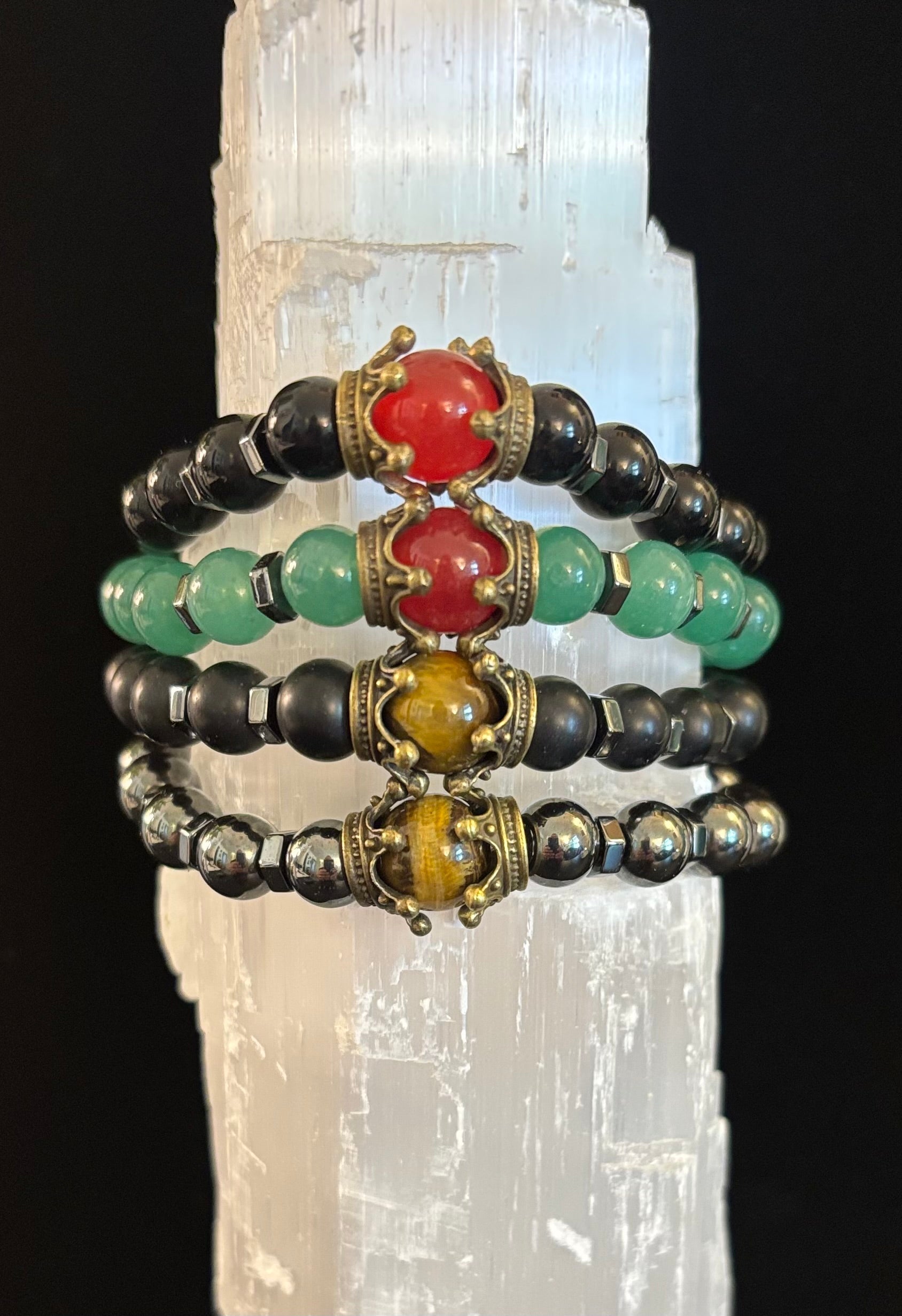 Crowned Energy Protection Bracelet – 8mm Natural Stone Beads (Multiple Colors Available) | | Wiccan Center