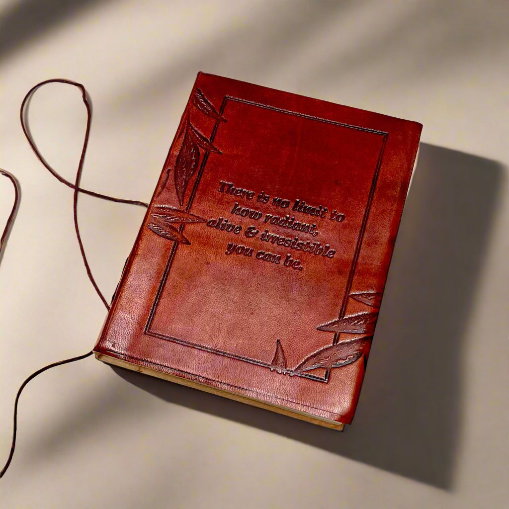 "No Limit To How Radiant" Leather Journal - Empowering & Sustainable Gift | Journal | Wiccan Center