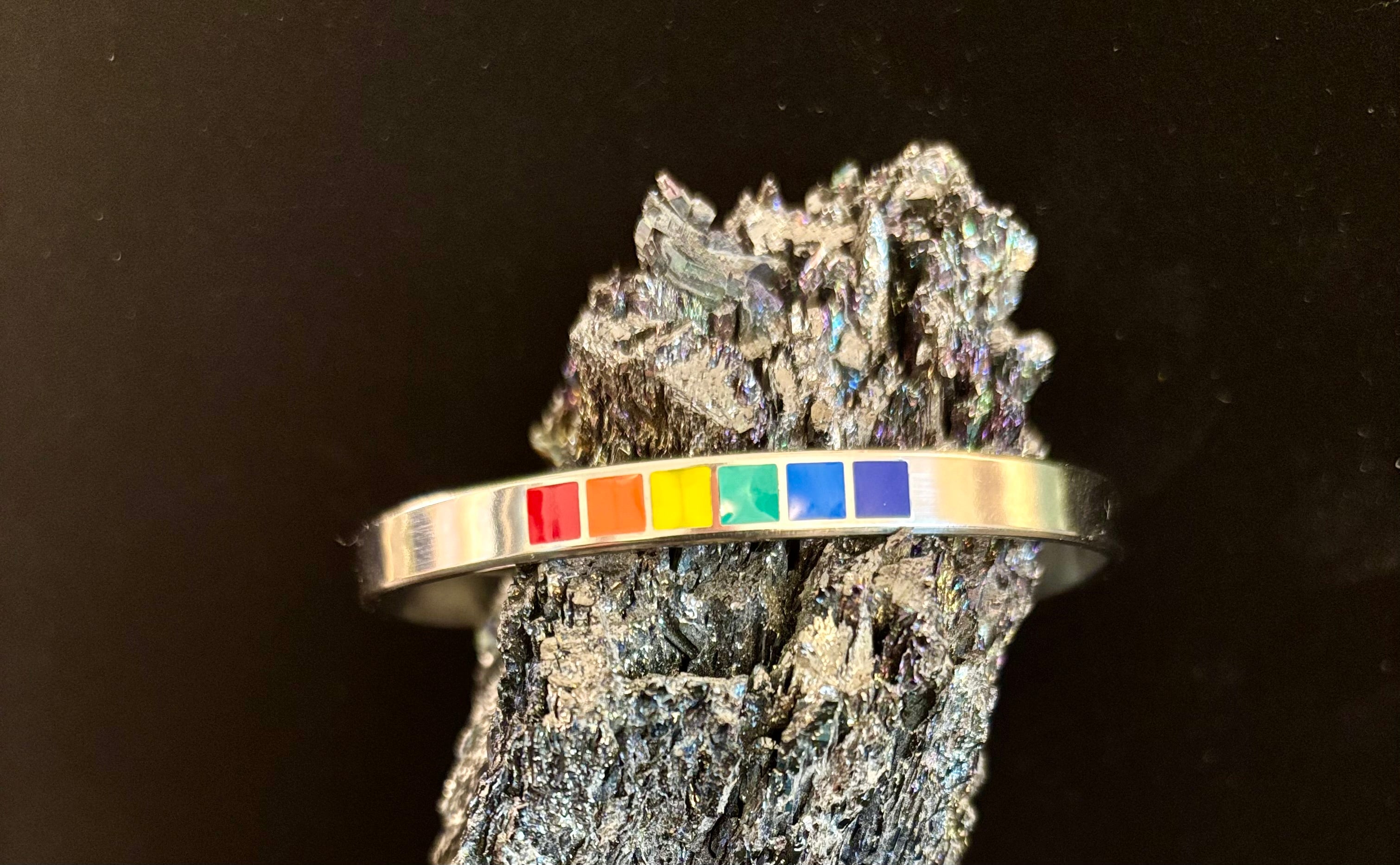 LGBTQ+ Pride Rainbow Cuff Bracelet – Stainless Steel Open Bangle | | Wiccan Center