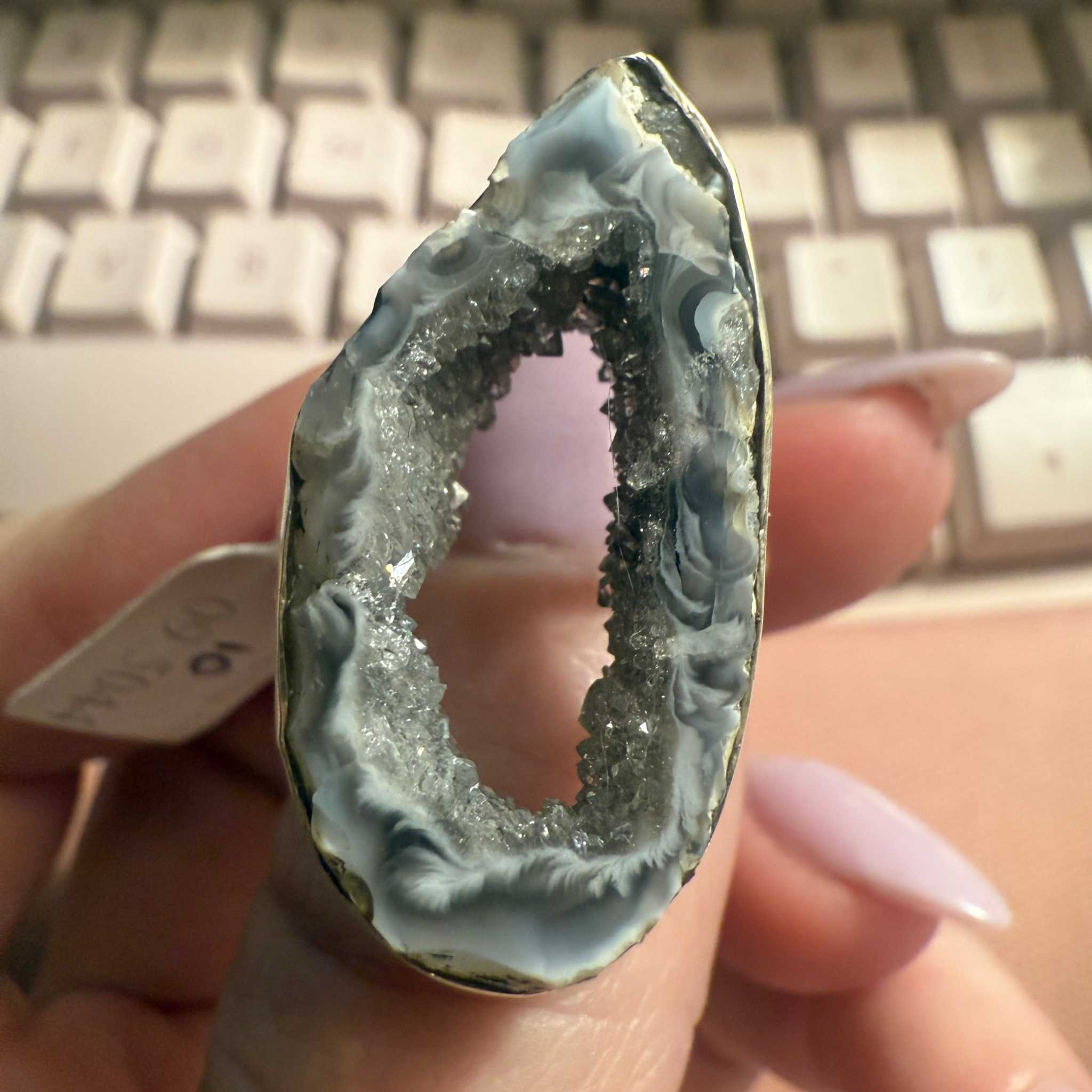 Agate Slice Statement Ring – Blue Druzy Geode Cut – Size 10 | Rings | Wiccan Center