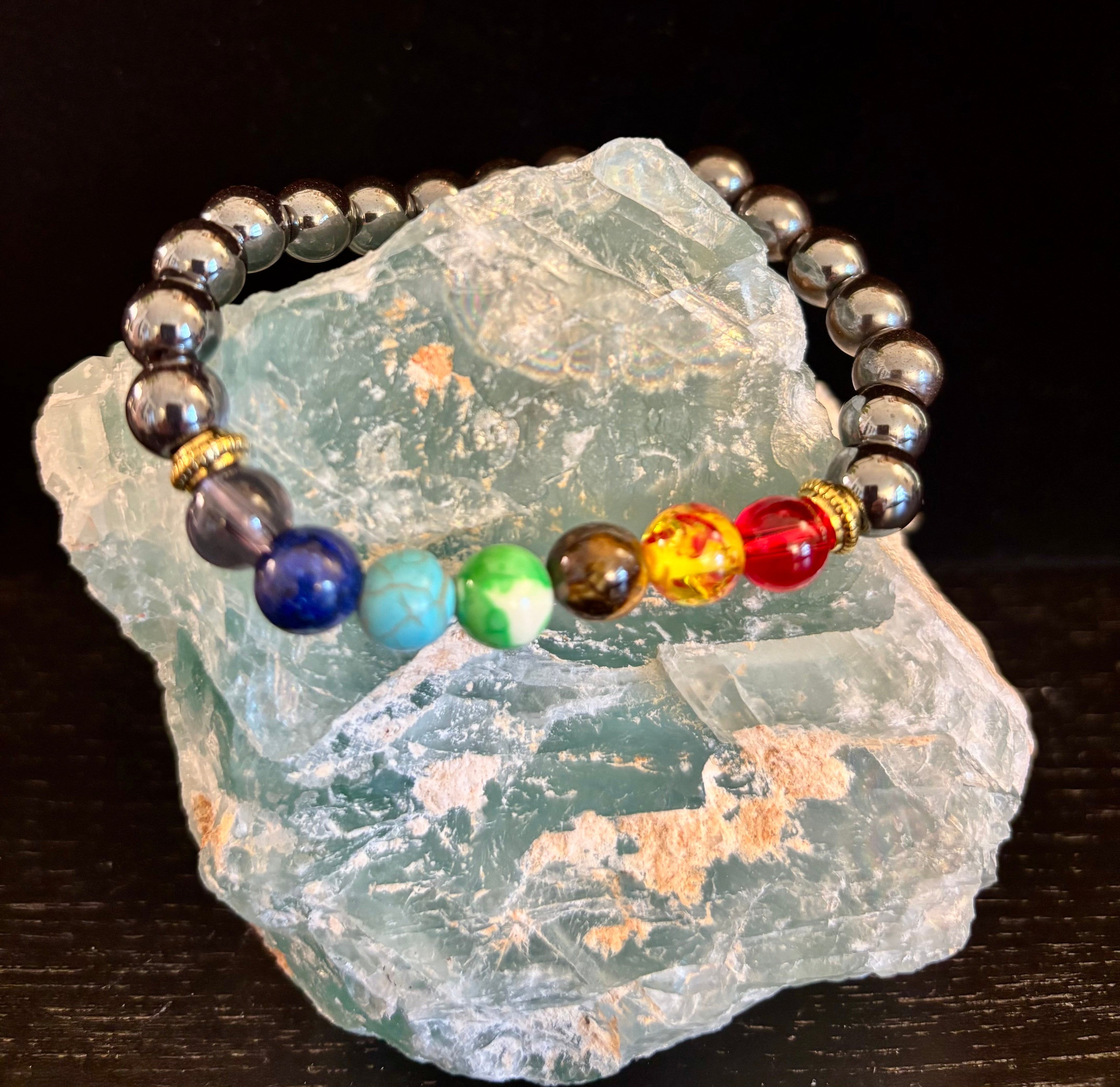 Chakra Healing Reiki-Infused Bracelet with Hematite - Grounding, Protection & Balance | | Wiccan Center
