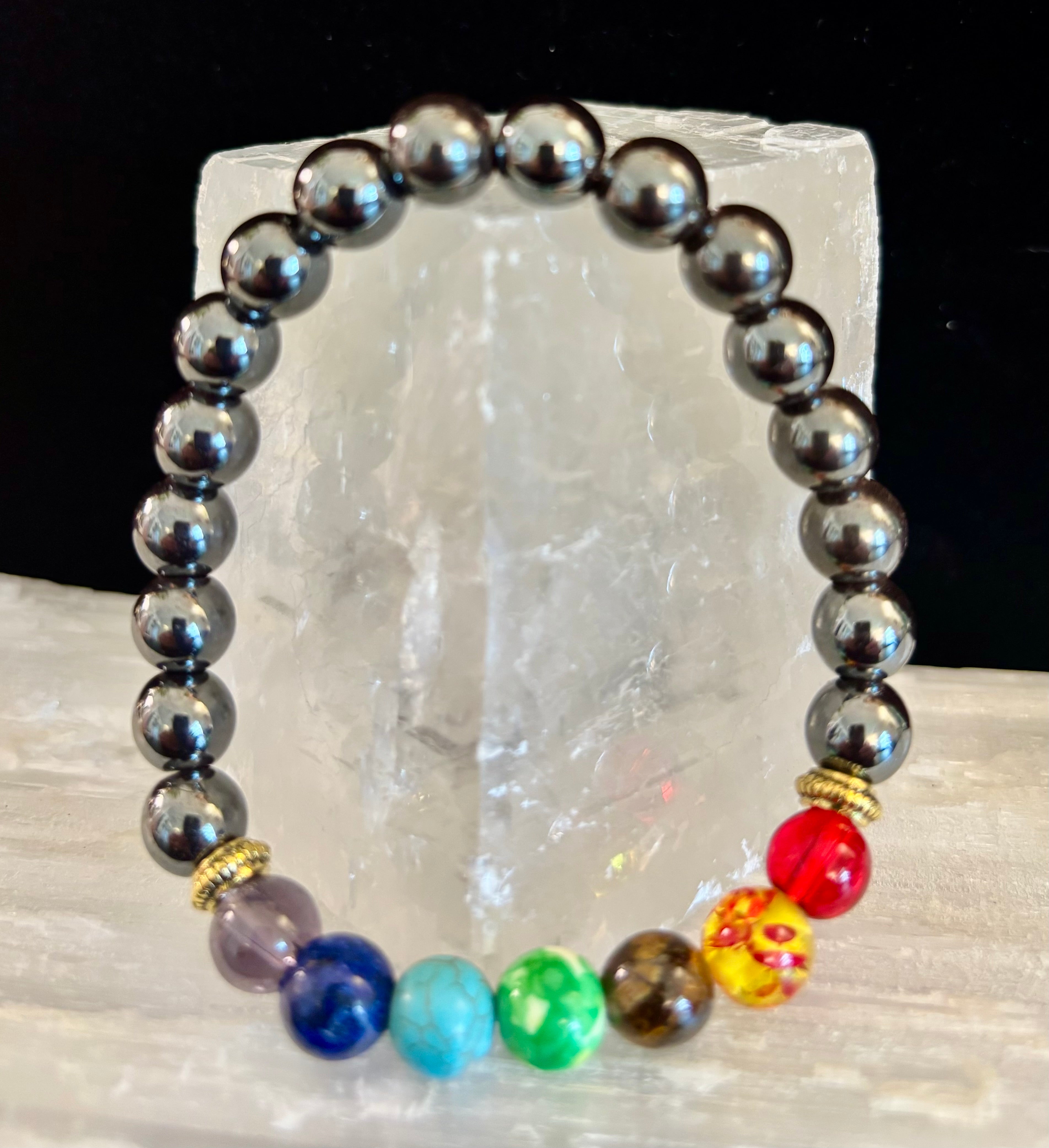 Chakra Healing Reiki-Infused Bracelet with Hematite - Grounding, Protection & Balance | | Wiccan Center