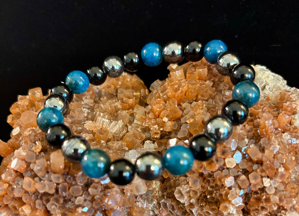 Triple Protection Bracelet - Blue Tiger Eye, Black Obsidian, Hematite | | Wiccan Center