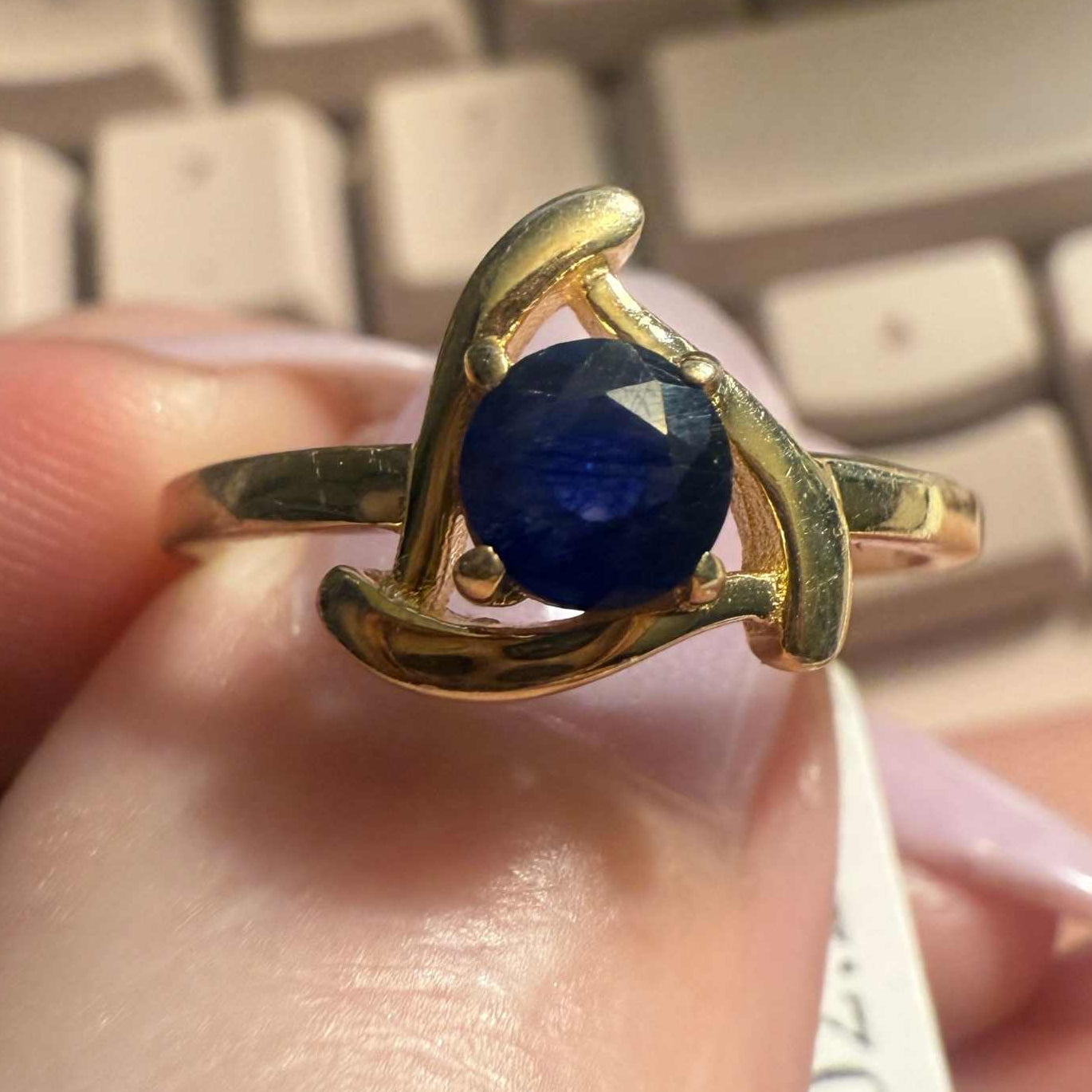 Gold Plated Sterling Silver Sapphire Wave Ring – Sizes 8 & 9 | Rings | Wiccan Center