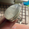 Large Teardrop Rainbow Moonstone Sterling Silver Ring – Size 6 | Rings | Wiccan Center