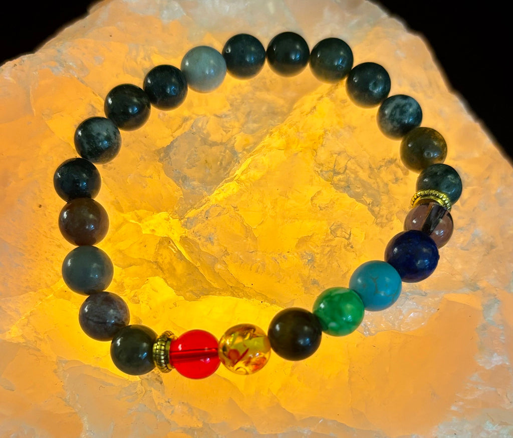 Chakra & India Onyx Reiki-Infused Healing Bracelet – Grounding Energy & Spiritual Balance | | Wiccan Center