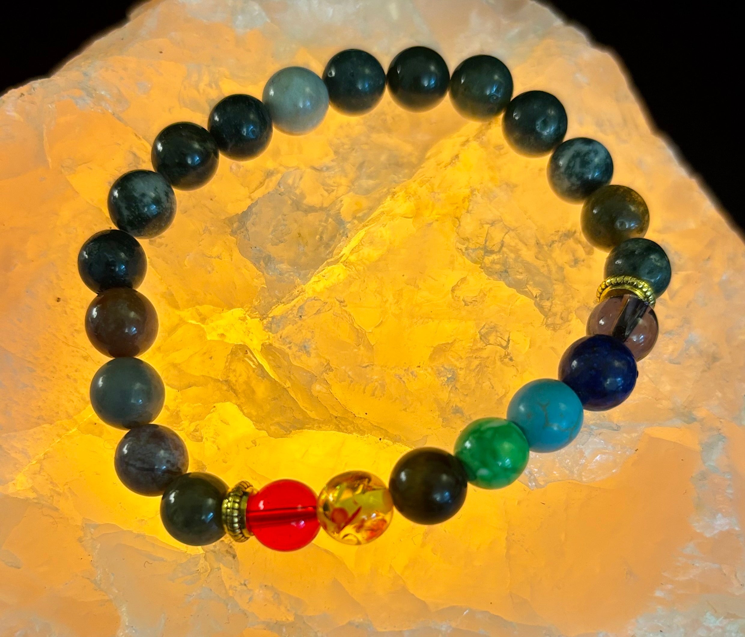 Chakra & India Onyx Reiki-Infused Healing Bracelet – Grounding Energy & Spiritual Balance | | Wiccan Center