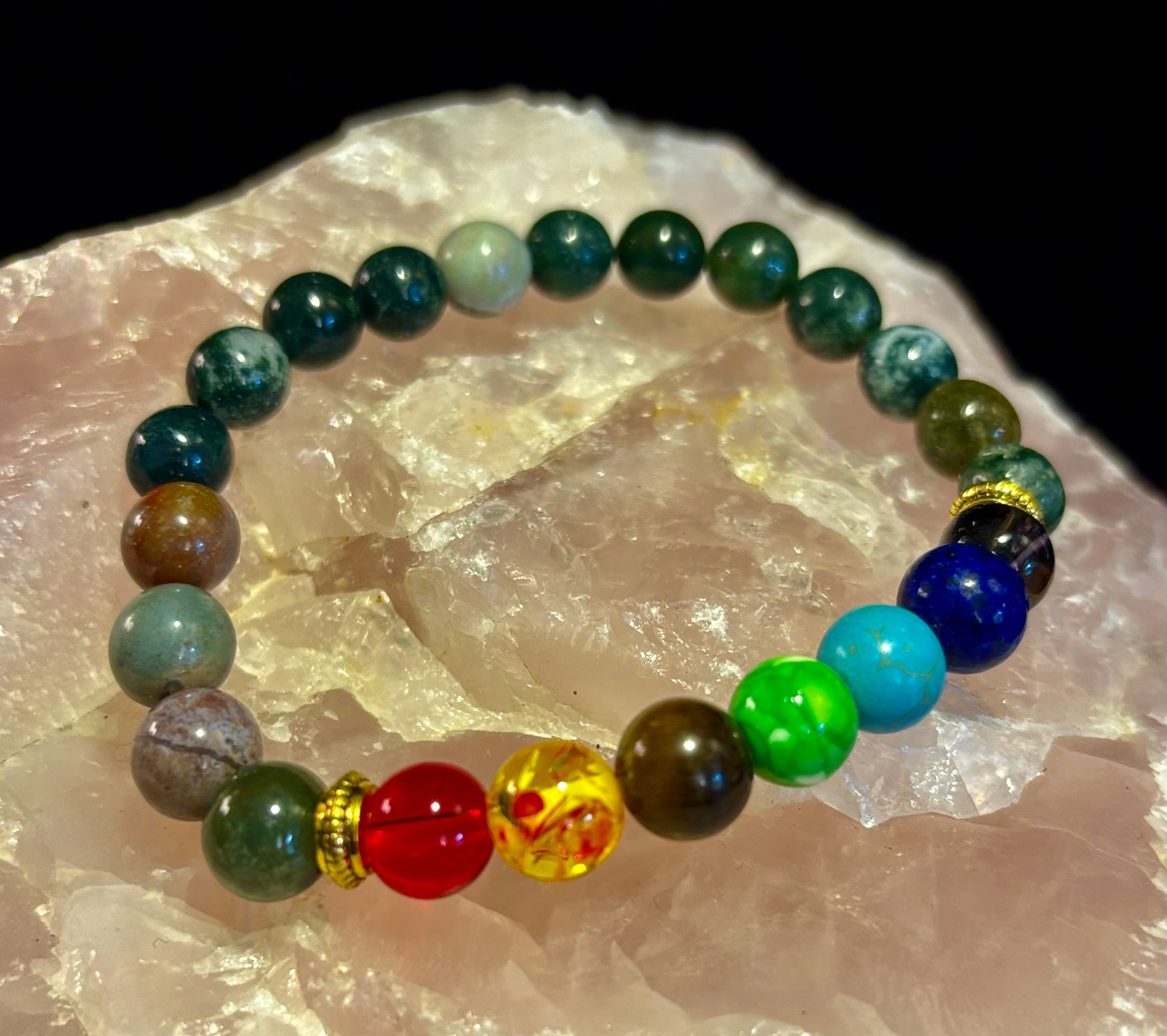 Chakra & India Onyx Reiki-Infused Healing Bracelet – Grounding Energy & Spiritual Balance | | Wiccan Center