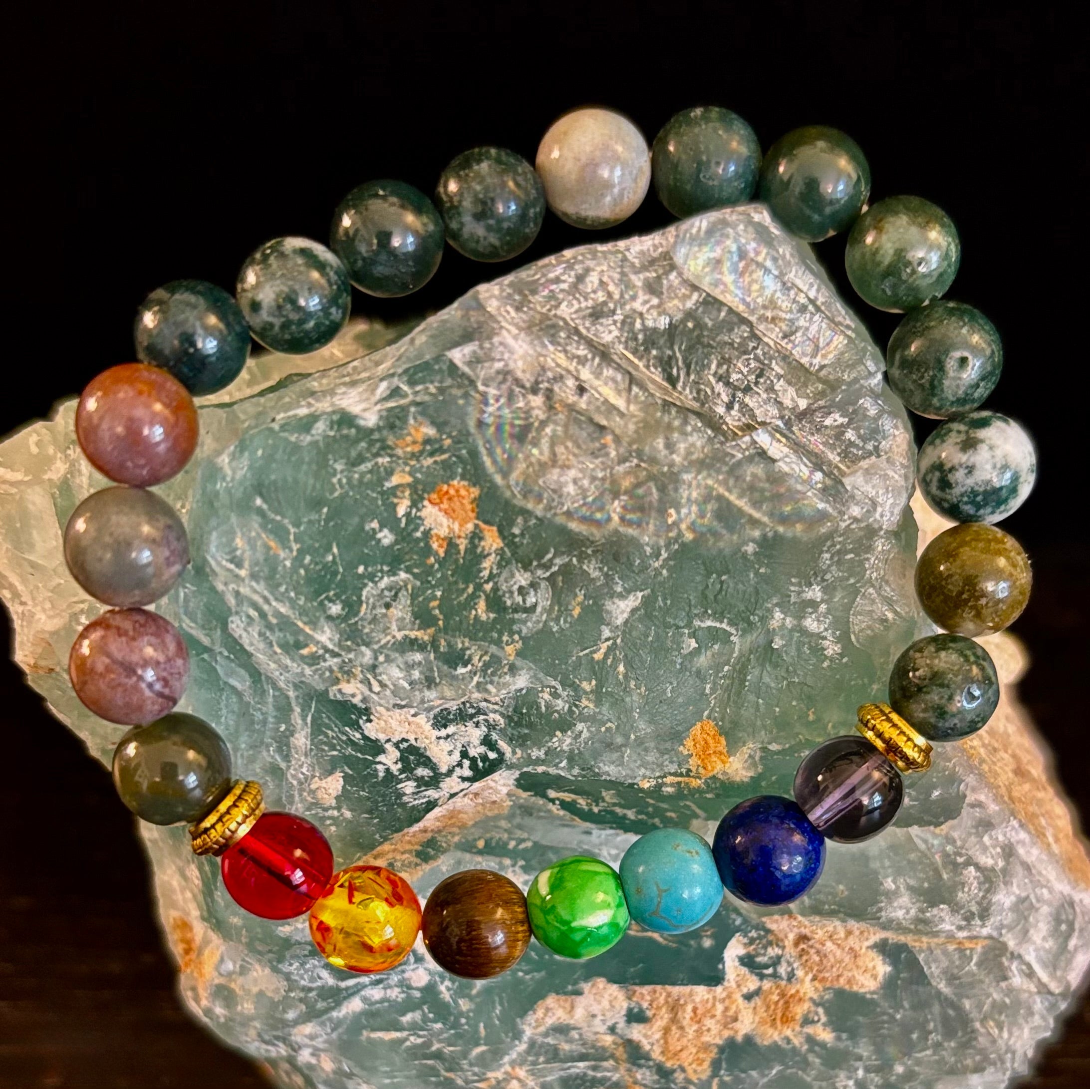 Chakra & India Onyx Reiki-Infused Healing Bracelet – Grounding Energy & Spiritual Balance | | Wiccan Center
