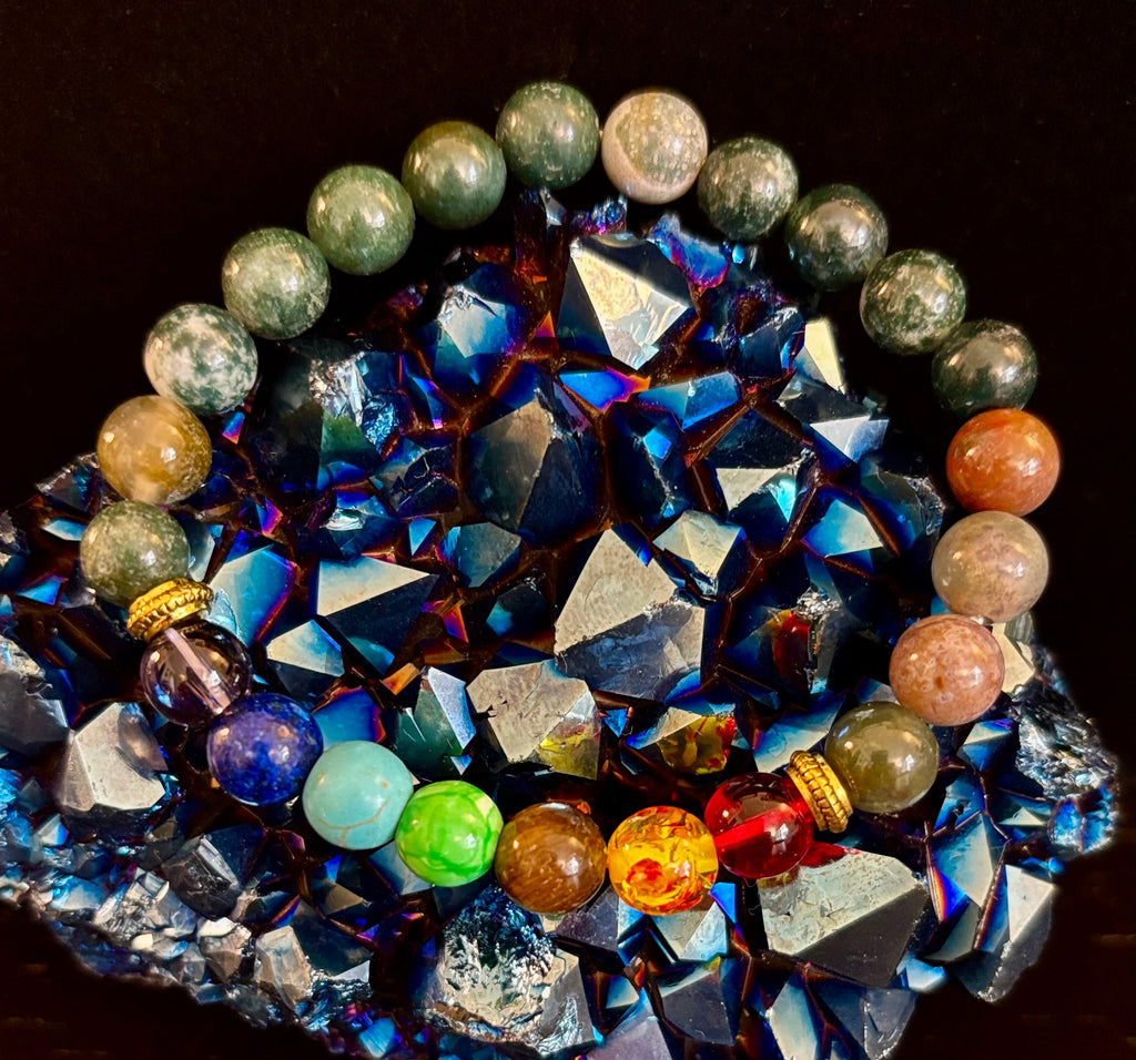 Chakra & India Onyx Reiki-Infused Healing Bracelet – Grounding Energy & Spiritual Balance | | Wiccan Center
