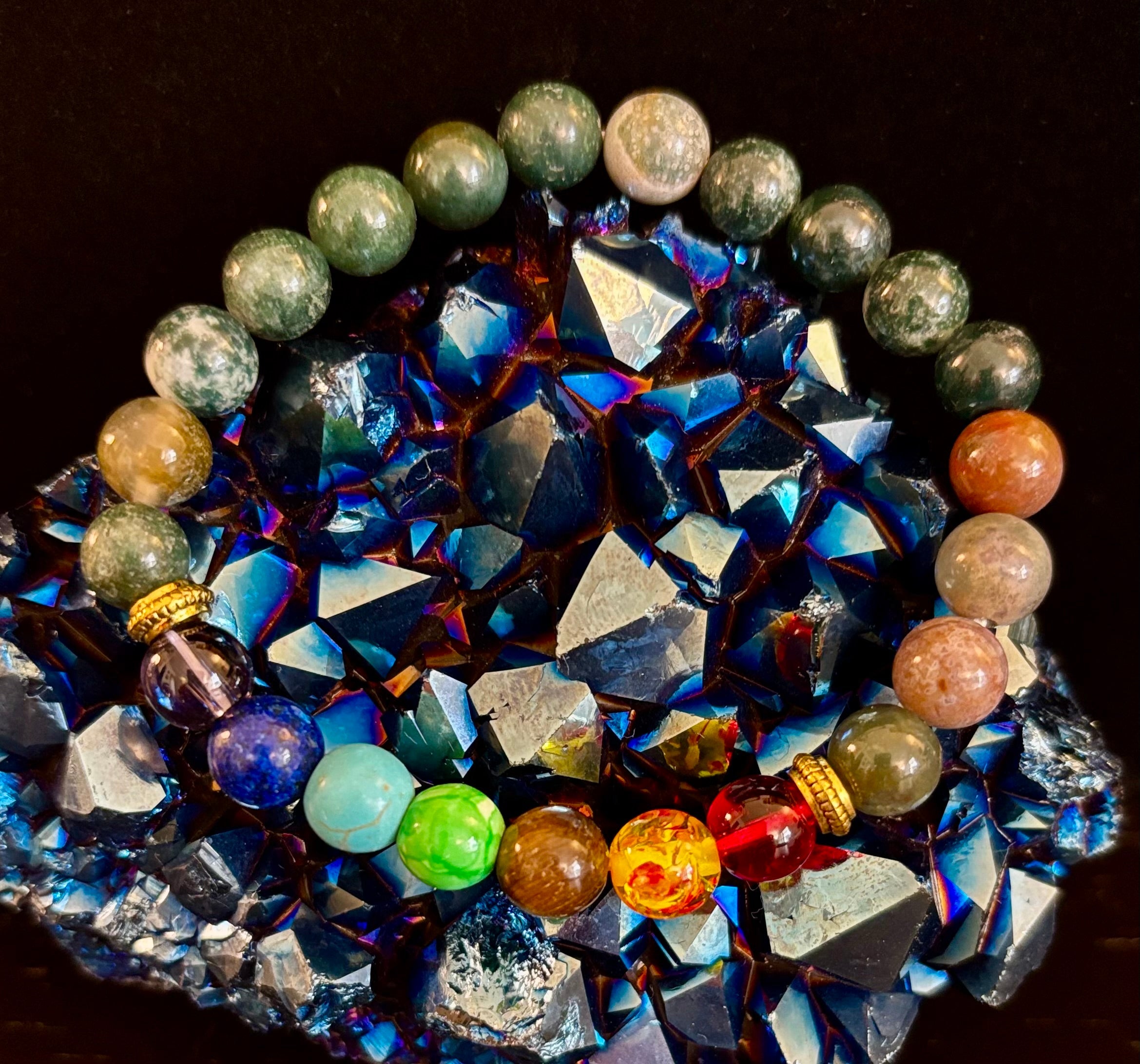 Chakra & India Onyx Reiki-Infused Healing Bracelet – Grounding Energy & Spiritual Balance | | Wiccan Center