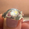 Rainbow Moonstone Eye-Design Ring – Sterling Silver – Size 10 | Rings | Wiccan Center