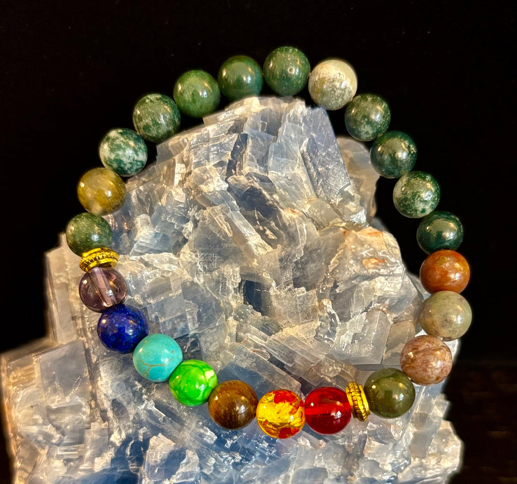Chakra & India Onyx Reiki-Infused Healing Bracelet – Grounding Energy & Spiritual Balance | | Wiccan Center