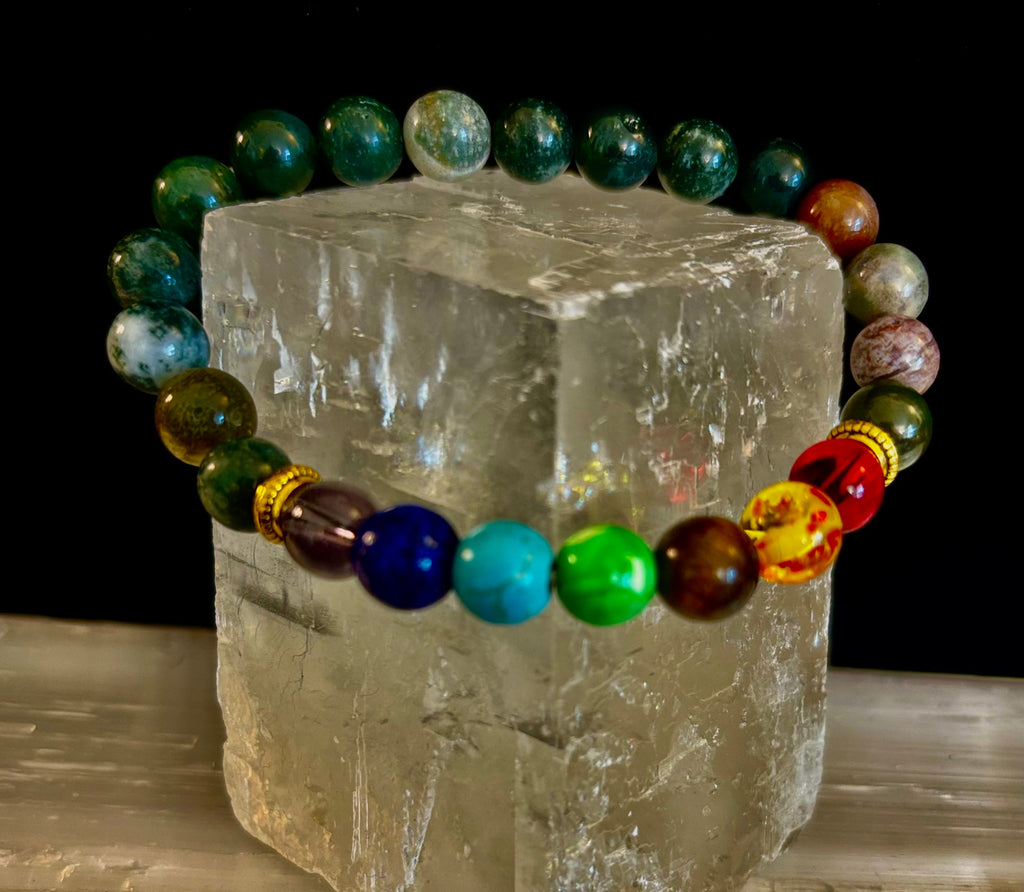 Chakra & India Onyx Reiki-Infused Healing Bracelet – Grounding Energy & Spiritual Balance | | Wiccan Center