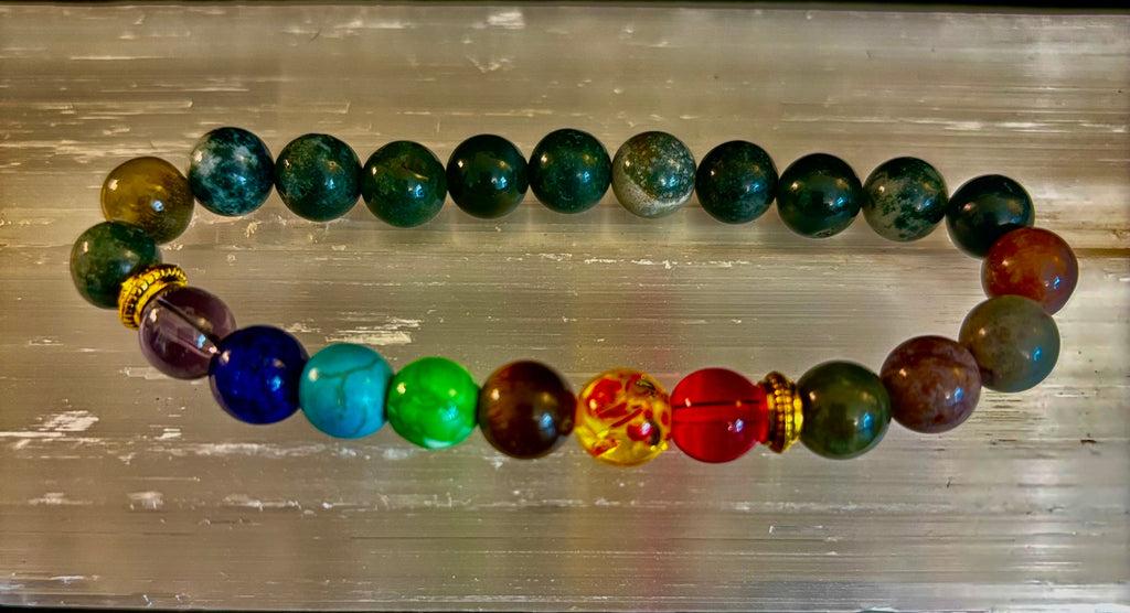 Chakra & India Onyx Reiki-Infused Healing Bracelet – Grounding Energy & Spiritual Balance | | Wiccan Center