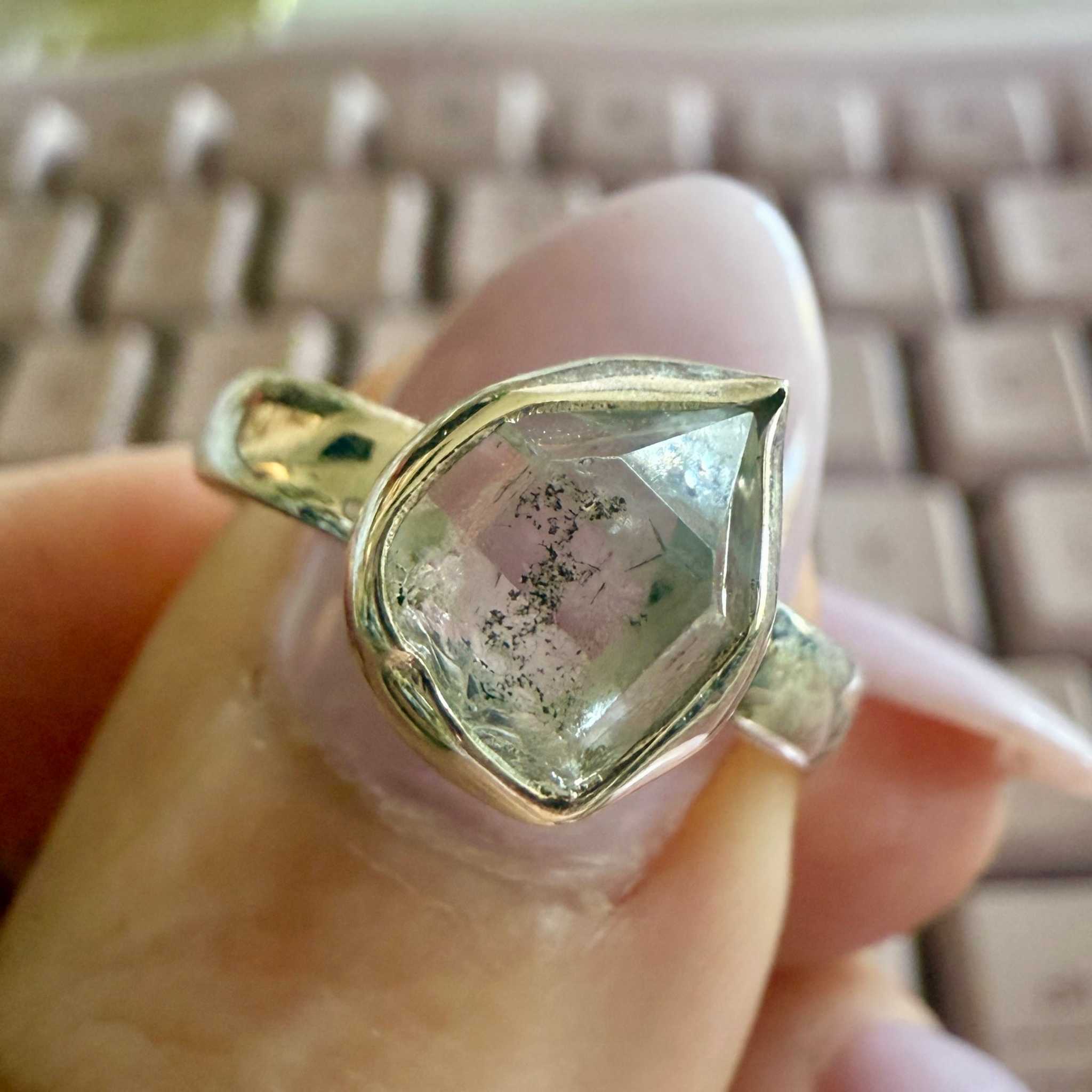 Herkimer Diamond Natural Bezel Ring – Sterling Silver – Sizes 6–9 | Rings | Wiccan Center