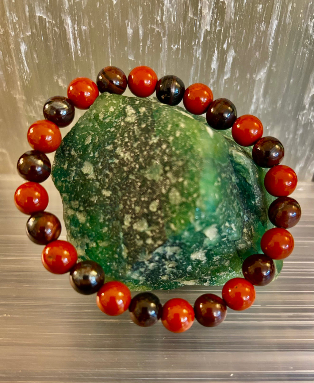 Powerful Protection Bracelet – Red Tiger Eye & Red Jasper Healing Bracelet (For Large Wrists) | | Wiccan Center