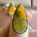 Bumblebee Jasper Teardrop Statement Ring – Sterling Silver – Sizes 6–9 | Rings | Wiccan Center